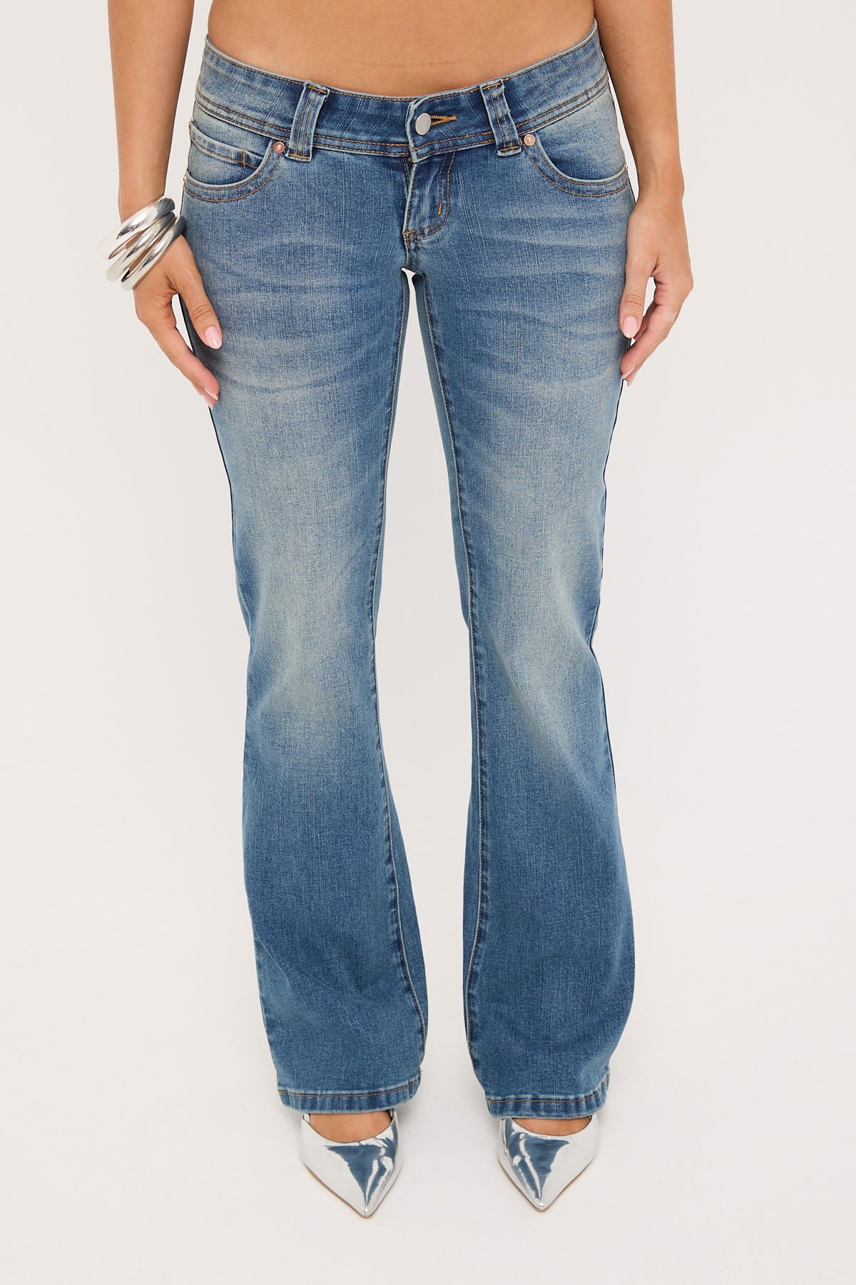 Abrand 00 Super Low Skinny Kick Flare Jean Petra Blue - Image 8