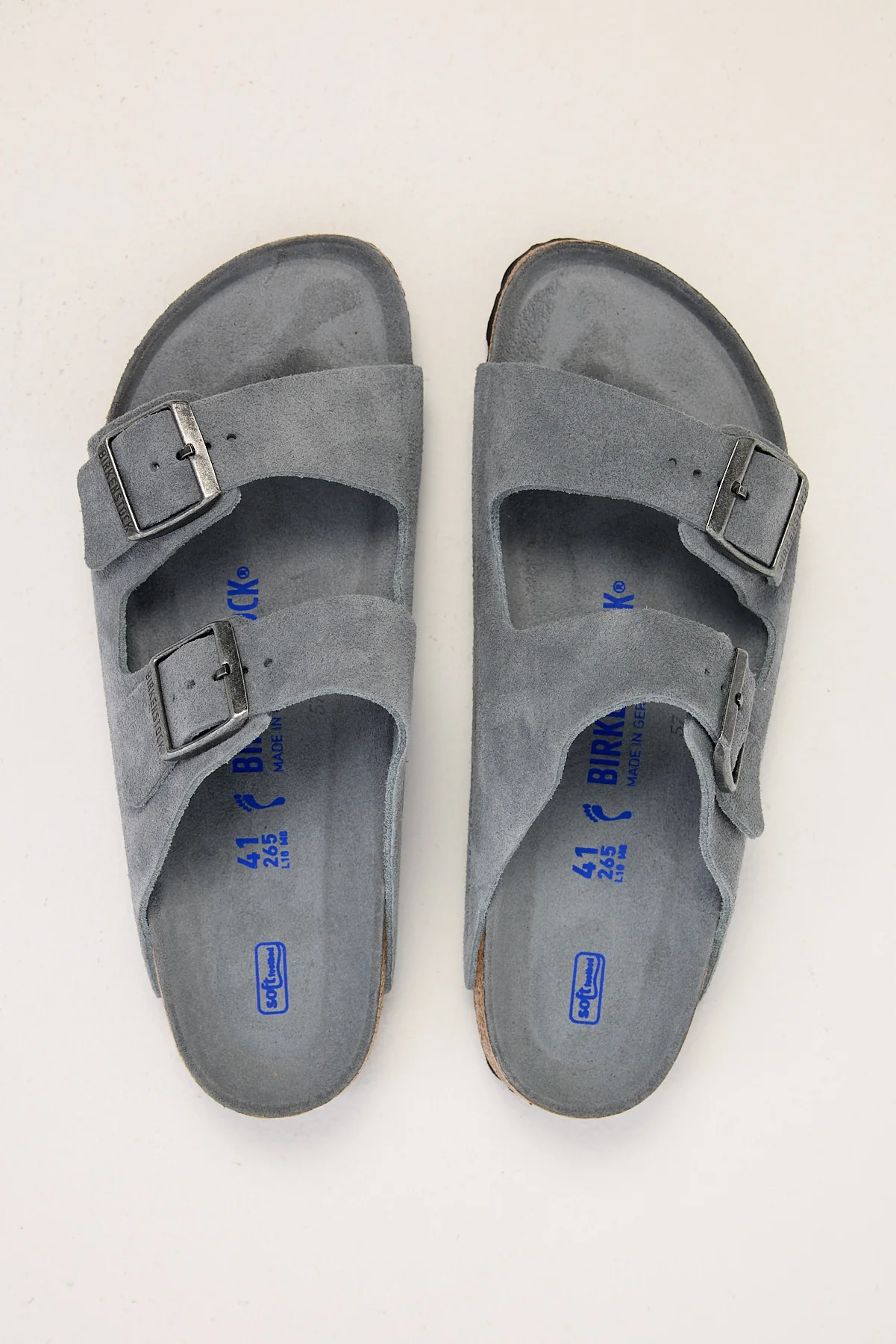 Birkenstock Arizona Sfb Footbed Suede Leather Narrow Basalt Grey Tonal - Image 2