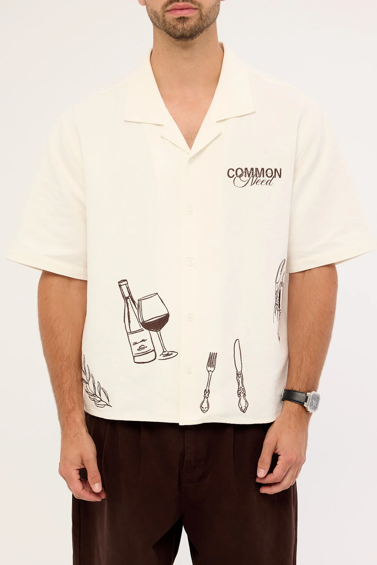 Common Need Alfresco Boxy Cropped Resort Shirt Off White - Image 6