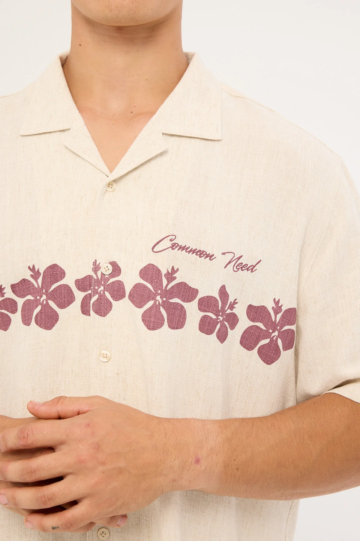 Common Need Aloha Linen Resort Shirt Natural - Image 4