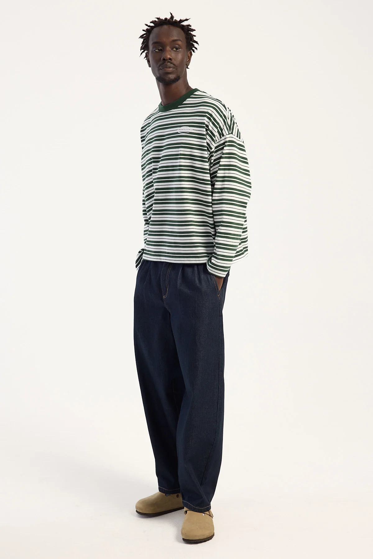 Common Need Blanco Pleated Baggy Jean Raw Indigo - Image 8