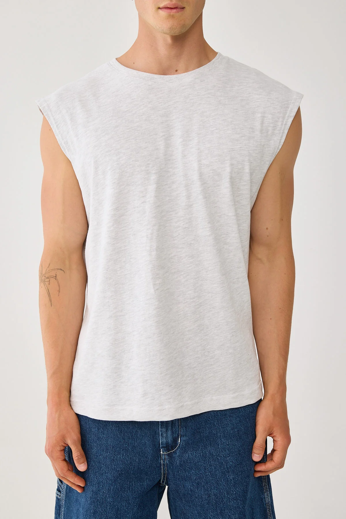 Common Need Brushed Cotton Muscle Tank Snow Marle - Image 8