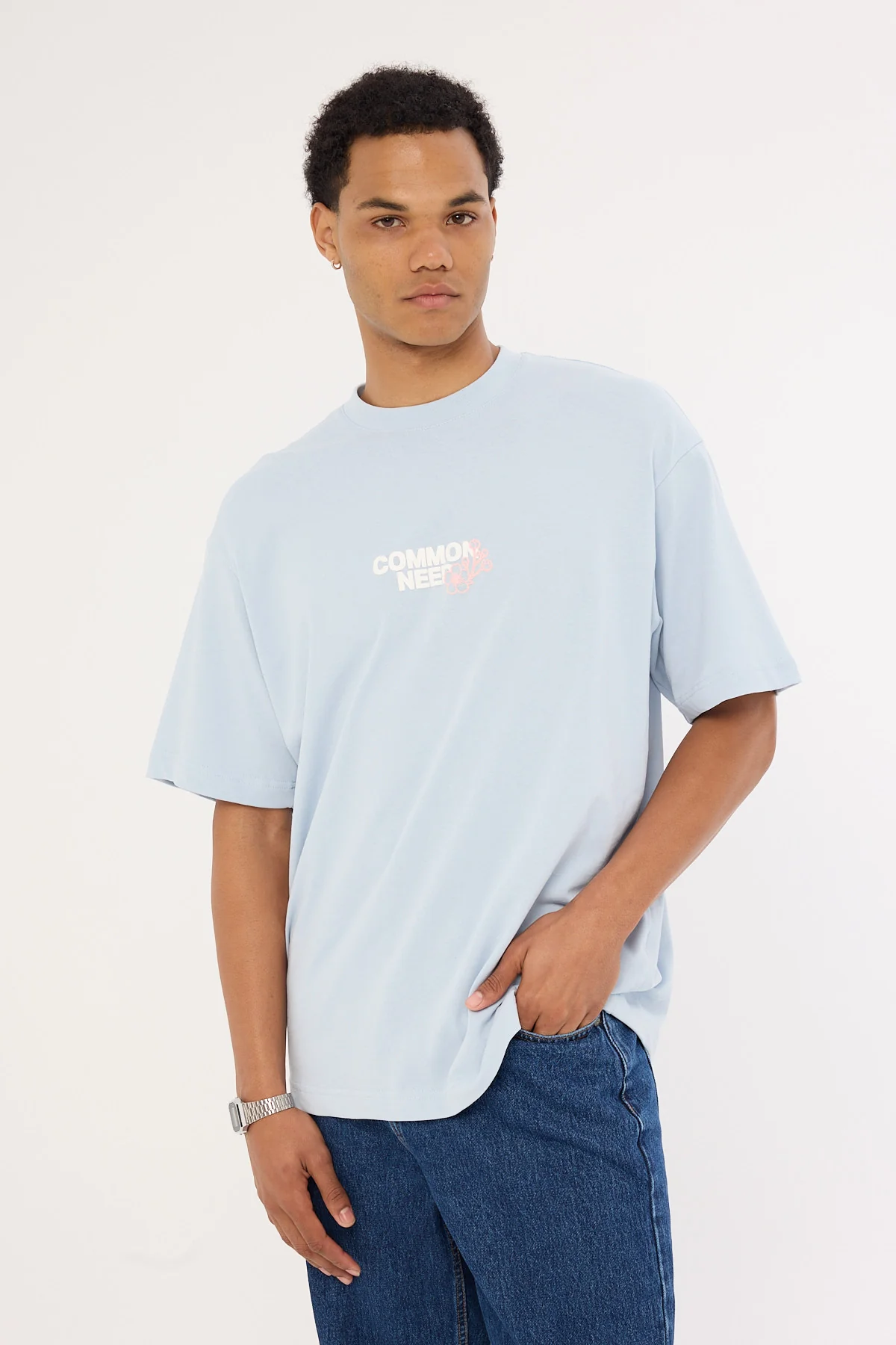 Common Need Cherry Blossom Heavyweight Boxy Tee Misty Blue - Image 5