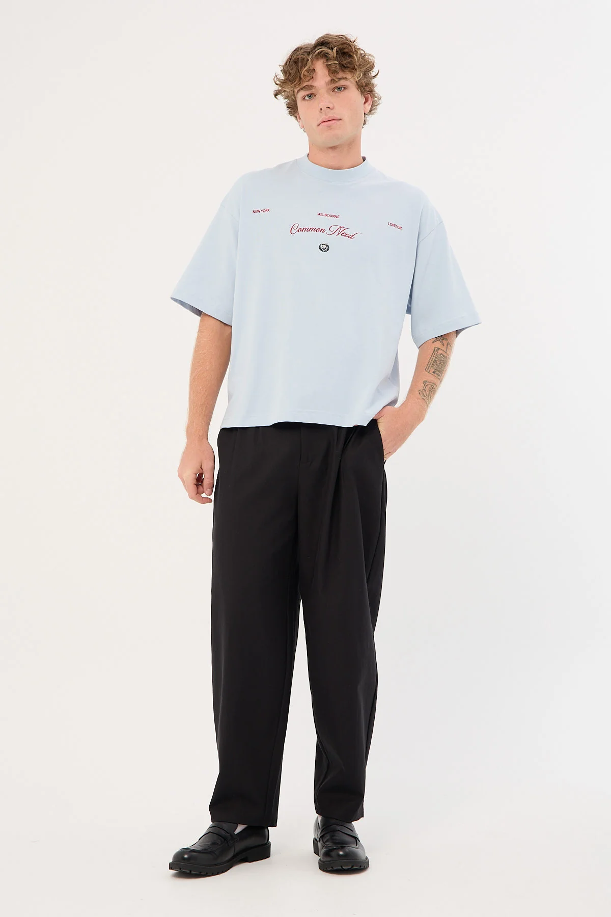 Common Need Cities Cropped Heavyweight Easy Tee Misty Blue - Image 2