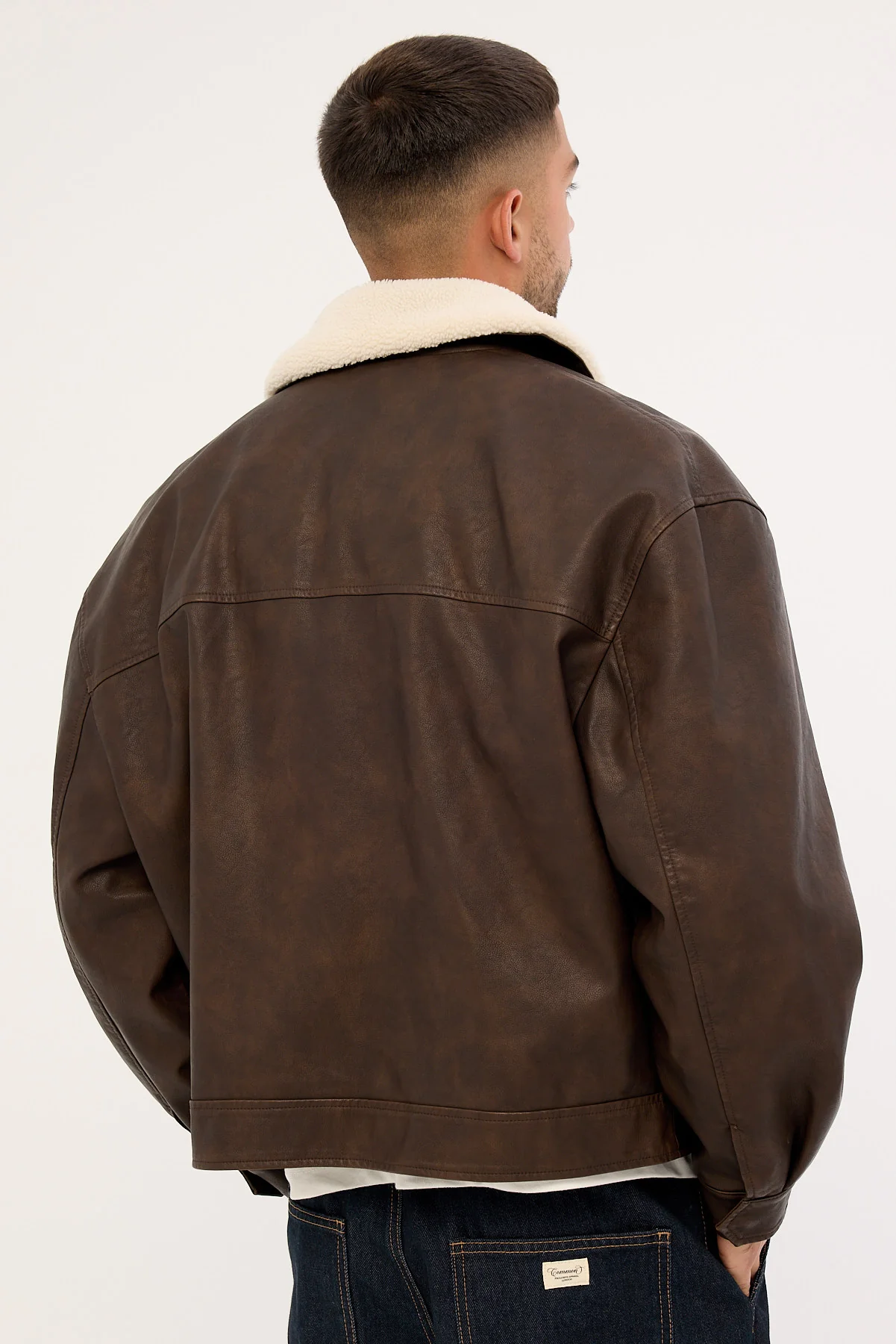 Common Need Claremont Bomber Jacket Dark Washed Brown - Image 5