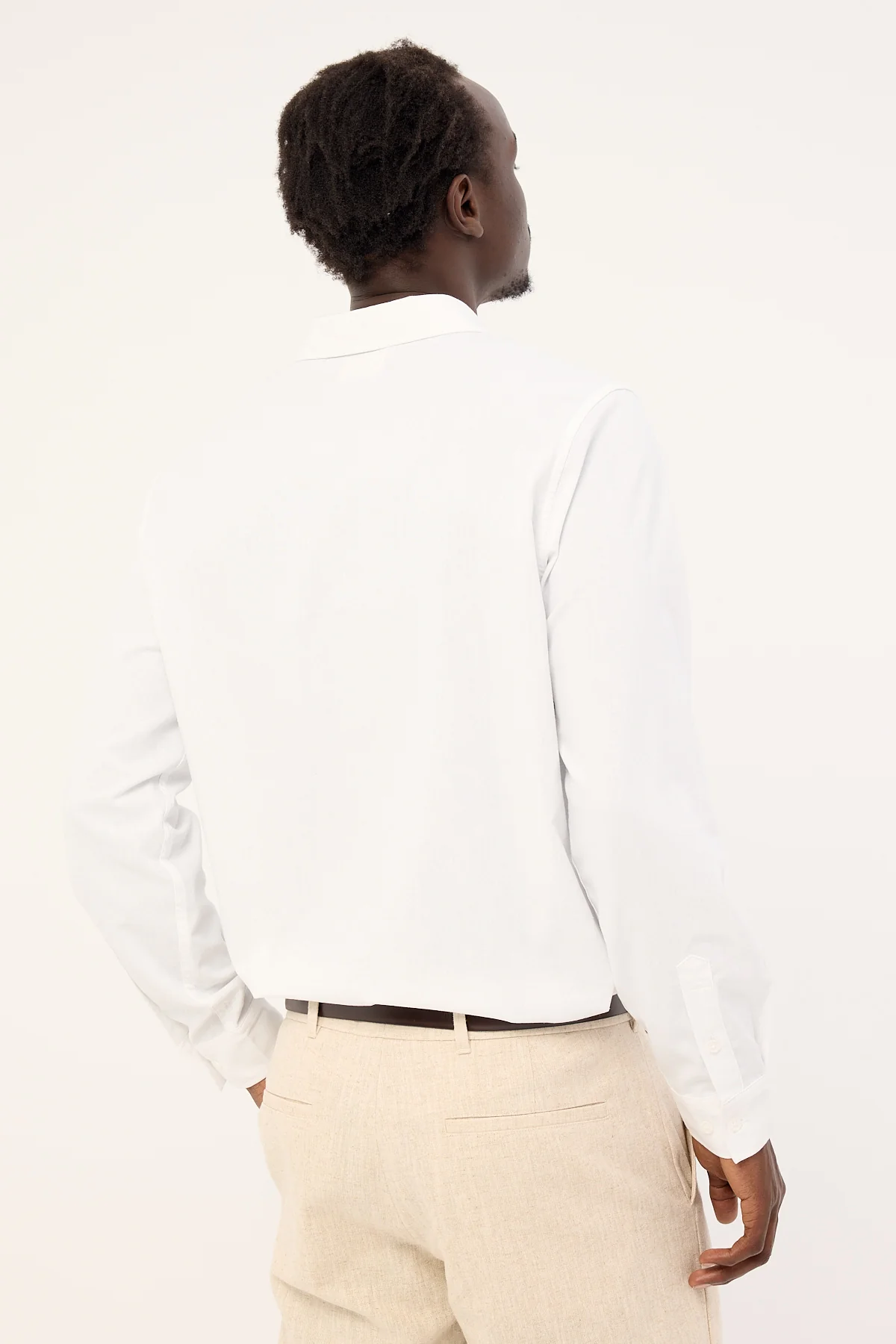 Common Need Classic Linen Long Sleeve Shirt White - Image 7