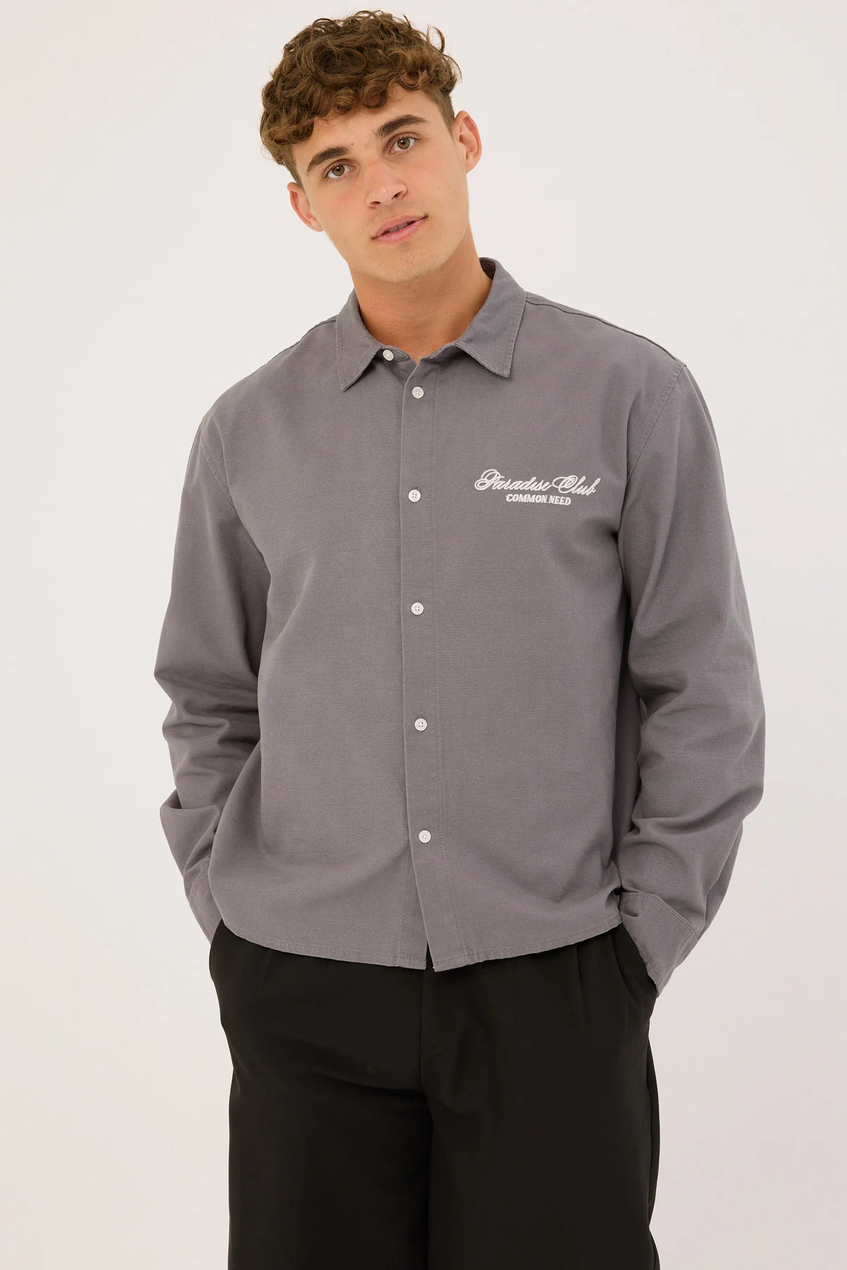 Common Need Elysian Boxy Long Sleeve Shirt Stone Blue - Image 2