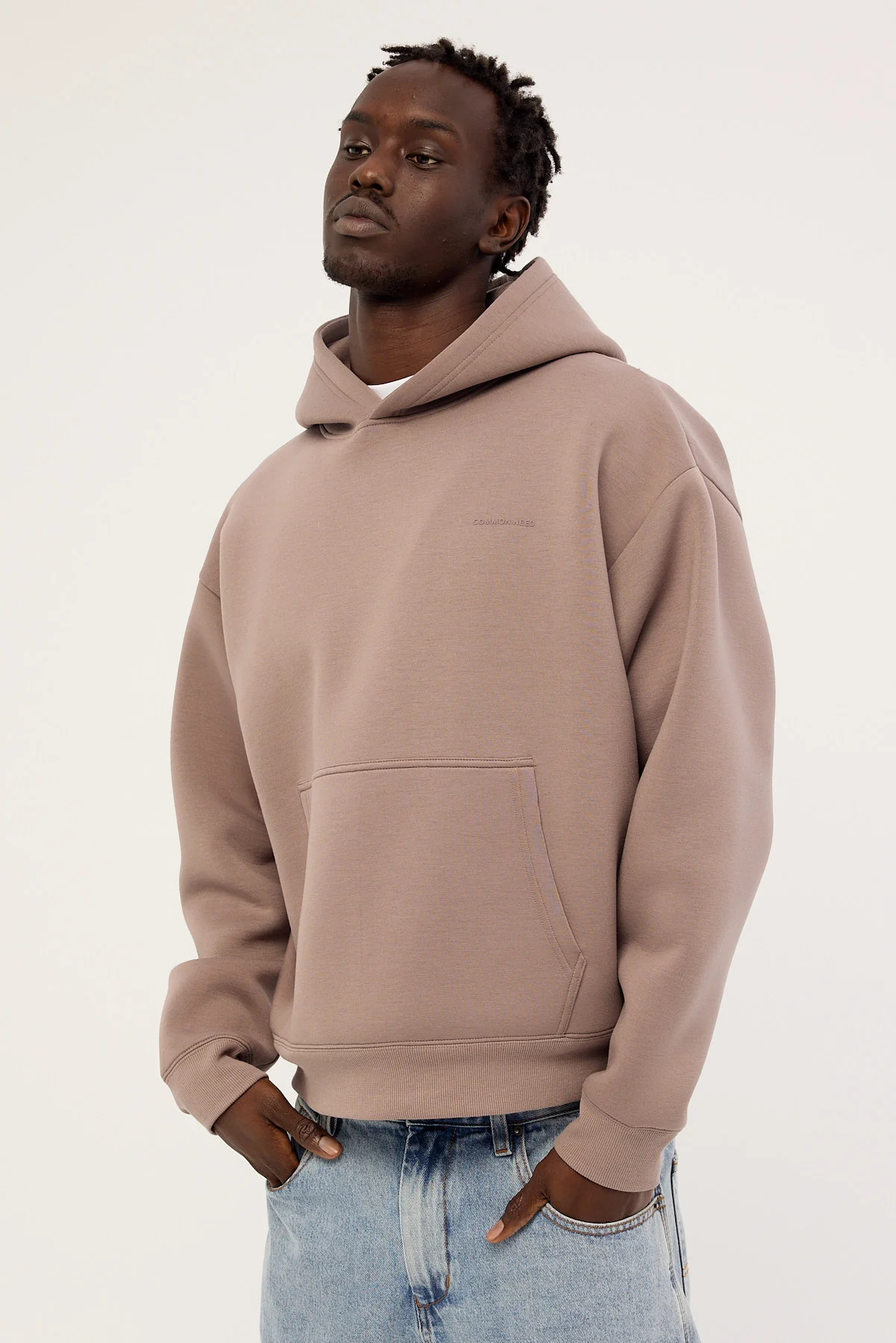 Common Need Focus Boxy Tech Hoodie Taupe - Image 3
