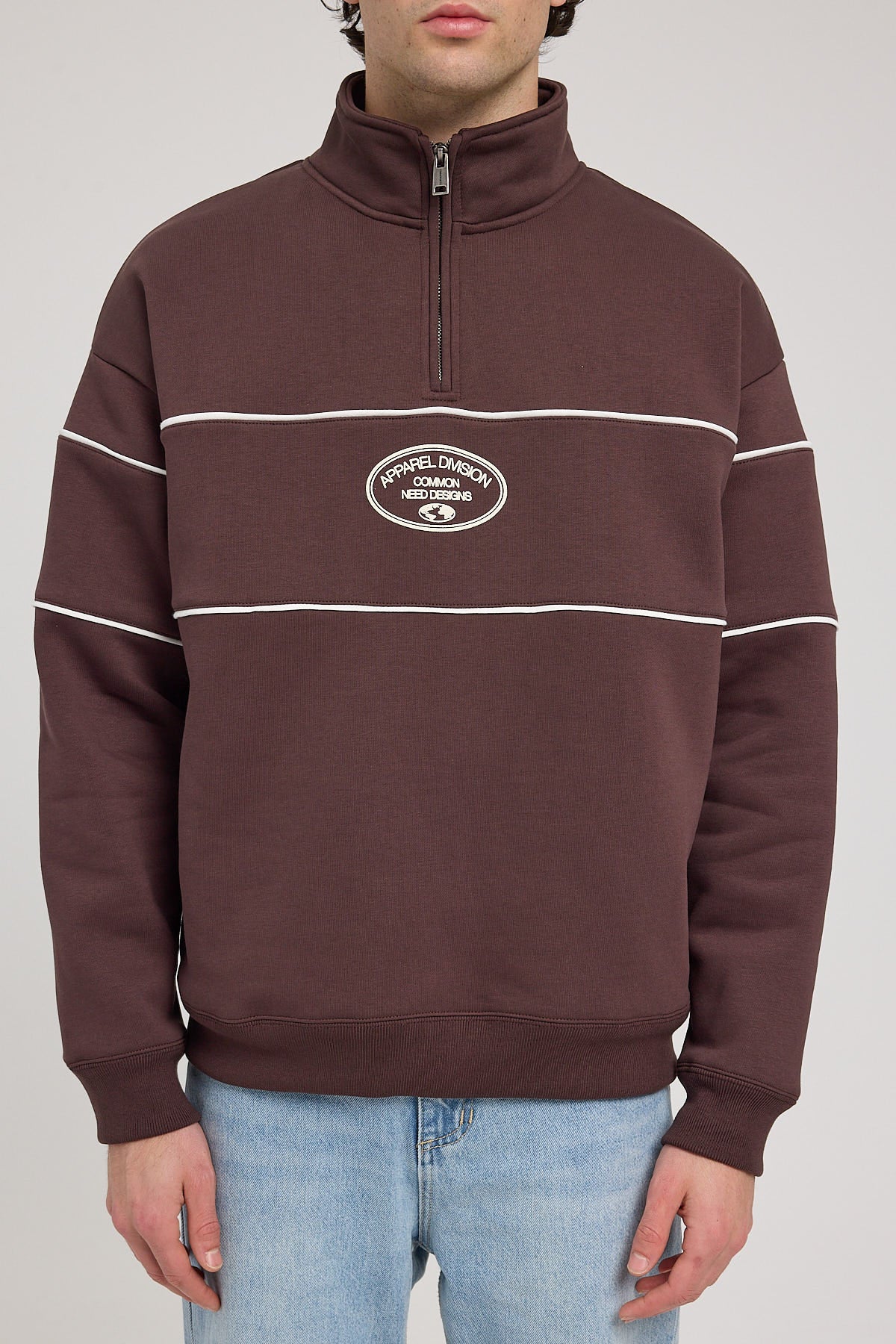 Common Need Form Quarter Zip Sweater Dark Brown - Image 7