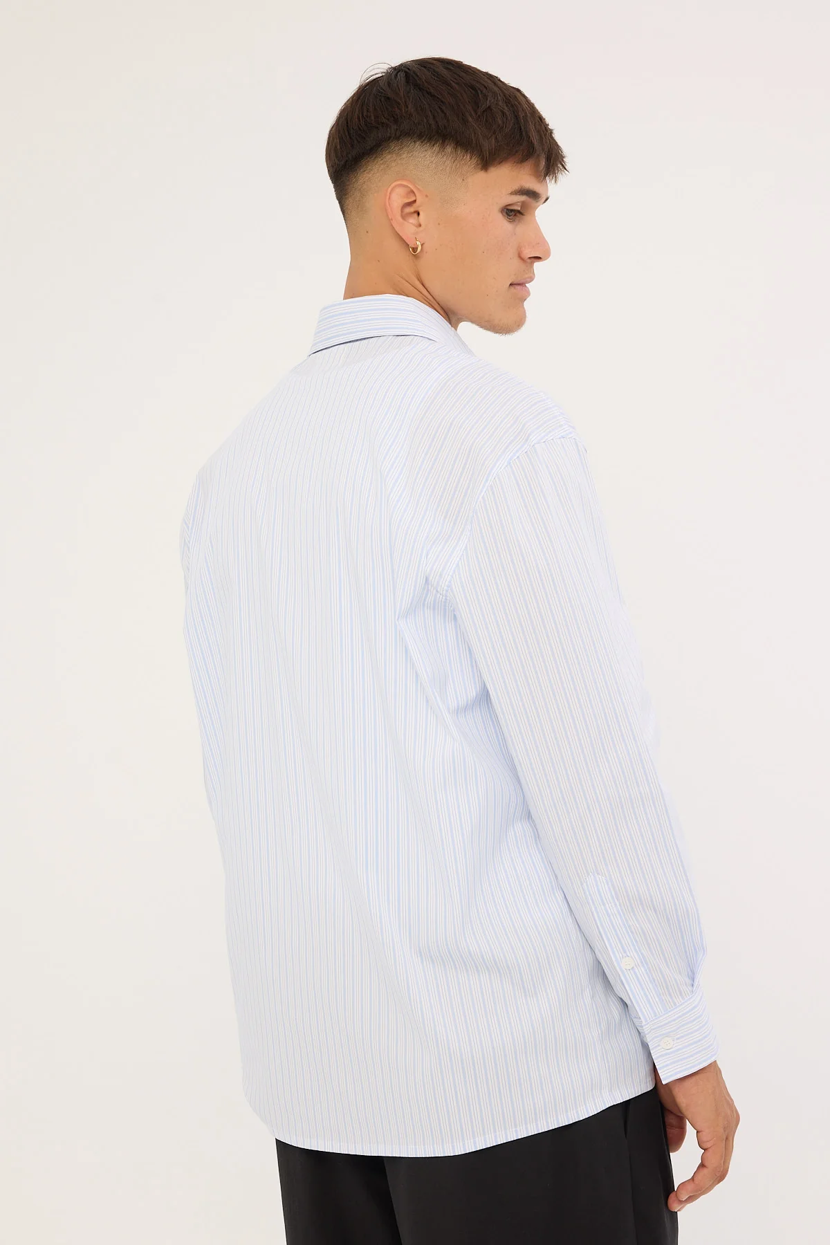 Common Need Initial Long Sleeve Shirt Blue Stripe - Image 5