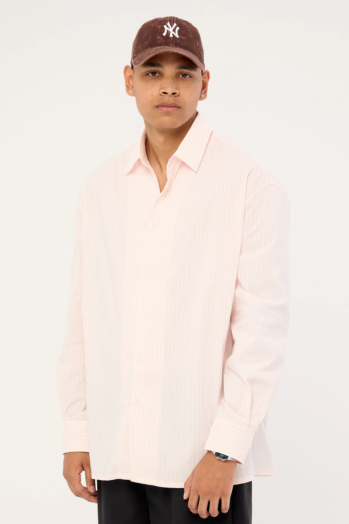 Common Need Initial Long Sleeve Shirt Pink Stripe - Image 5