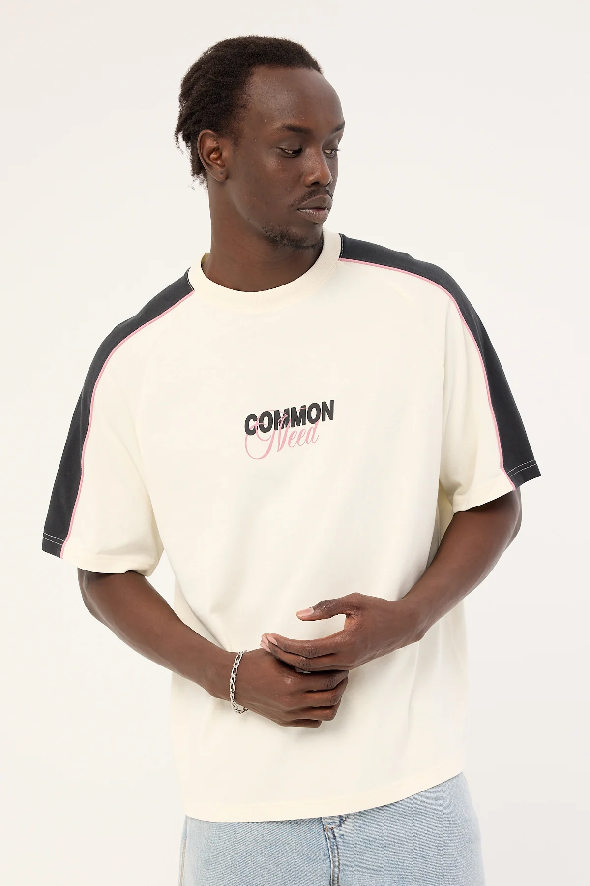 Common Need Knox Raglan Heavyweight Easy Tee Off White/Onyx - Image 3