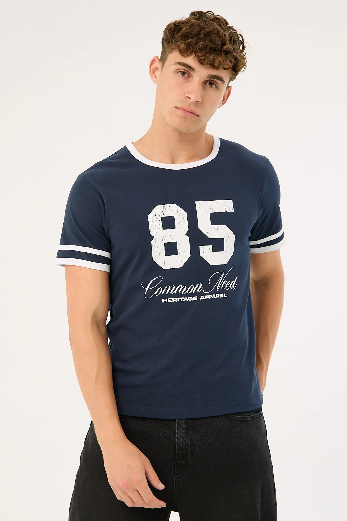 Common Need Montana Shrunken Ringer Tee Navy - Image 3