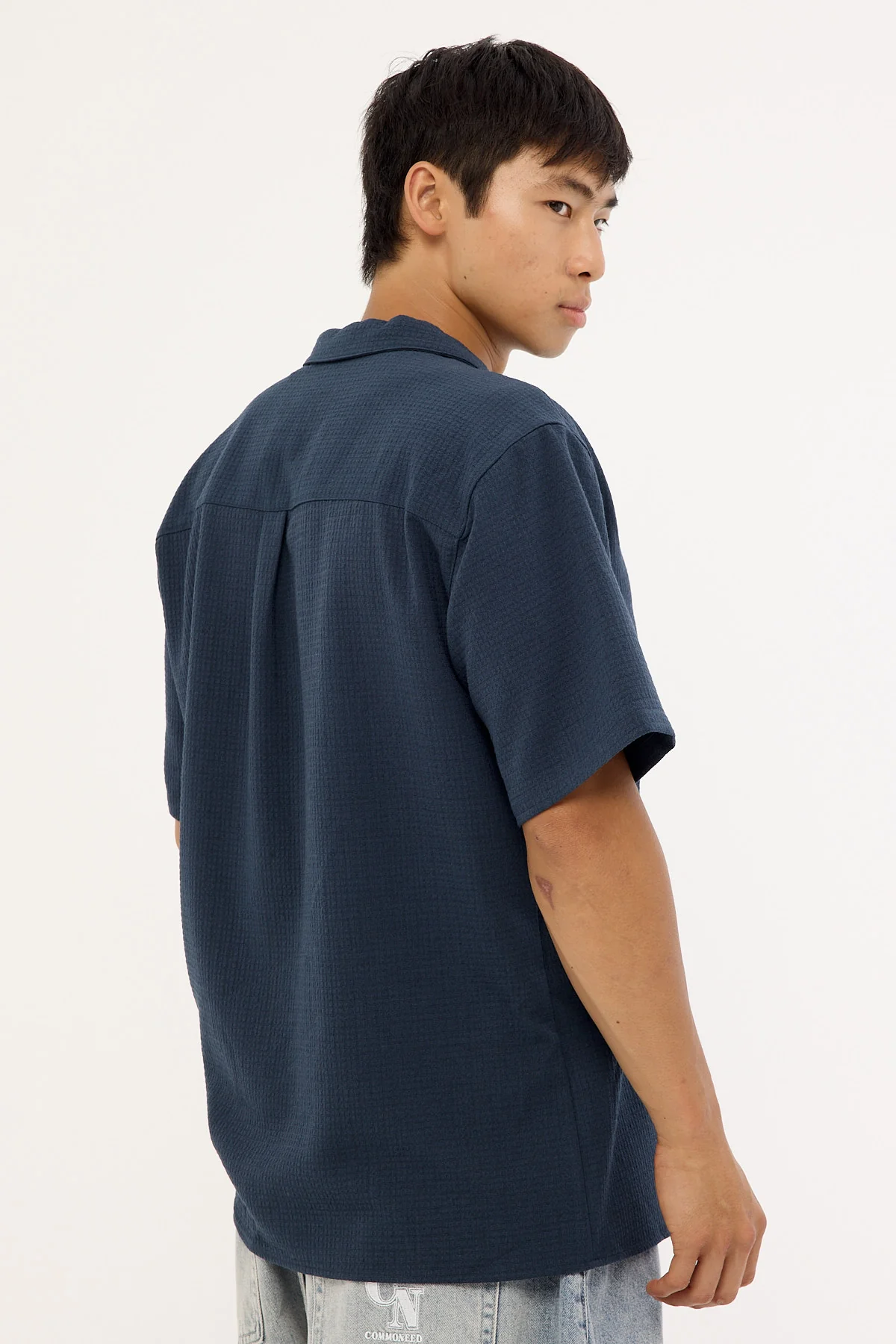 Common Need Mykonos Waffle Resort Shirt Navy - Image 5