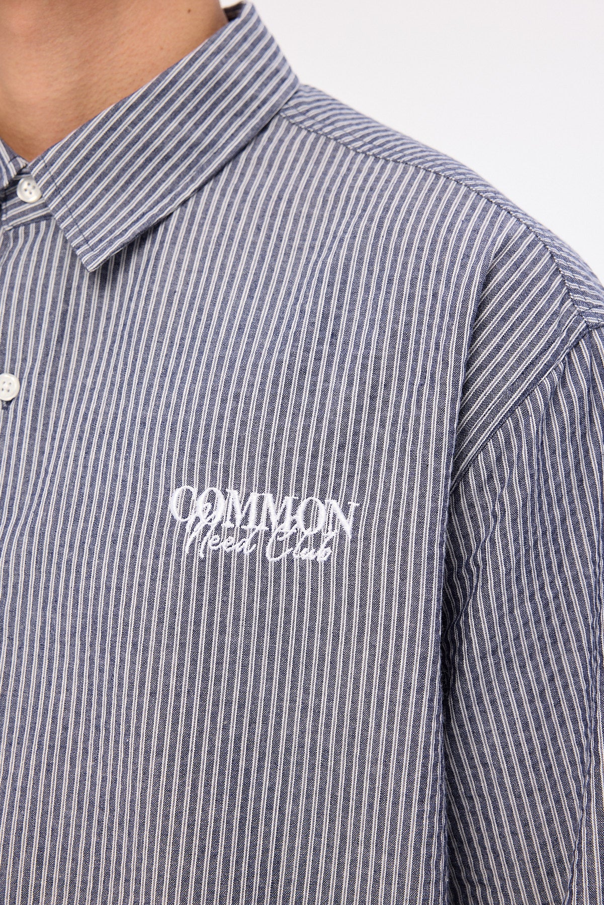 Common Need Myles Long Sleeve Shirt Navy Stripe - Image 6