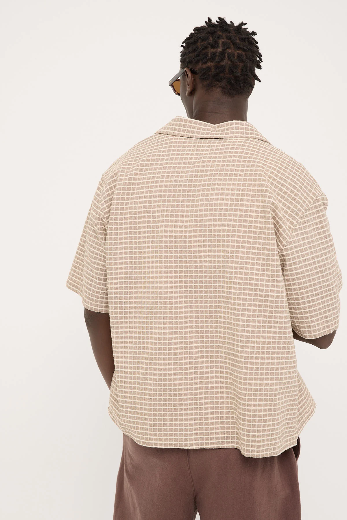 Common Need Niko Boxy Resort Shirt Brown Check - Image 6