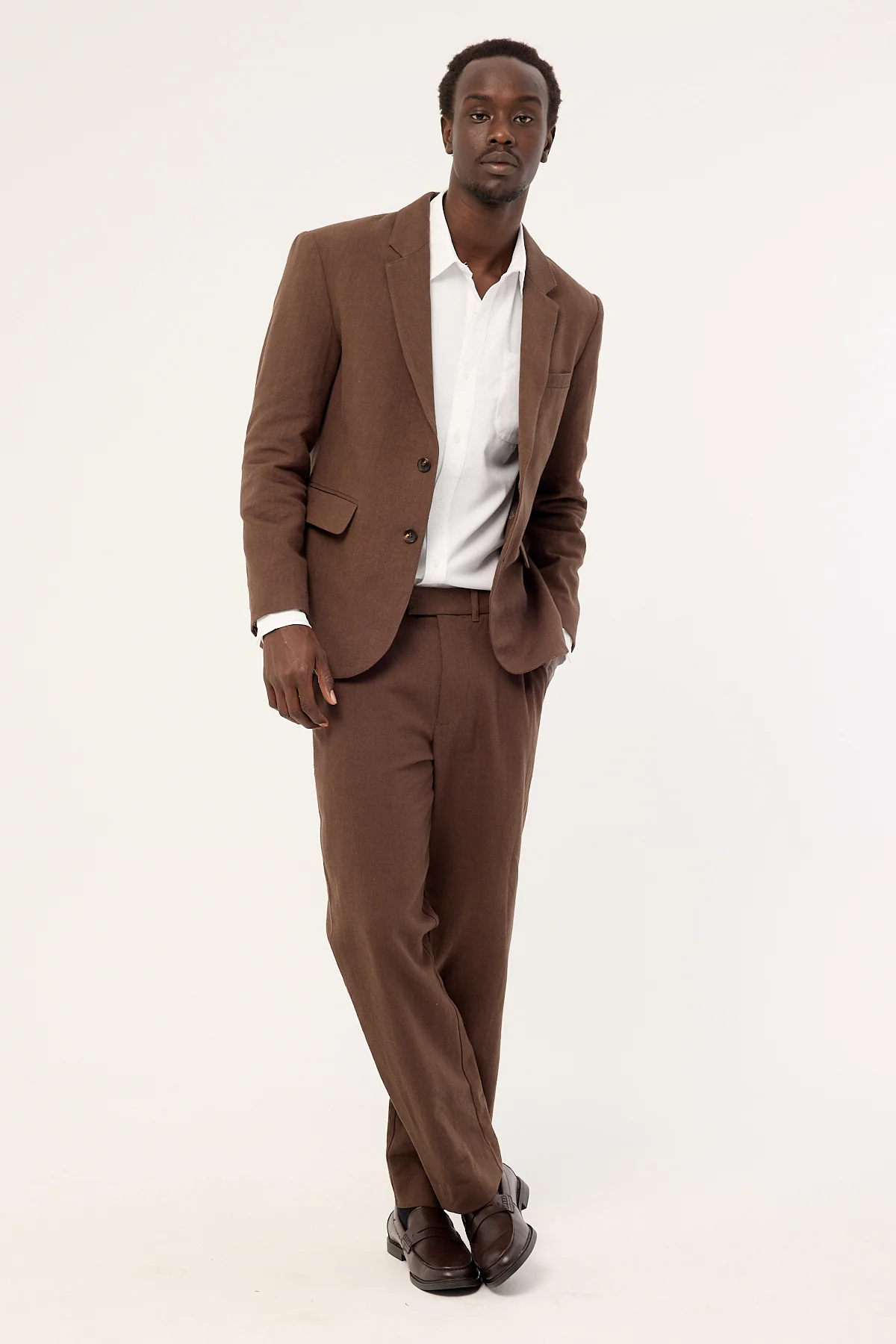 Common Need Oliver Classic Linen Tailored Trouser Brown - Image 2