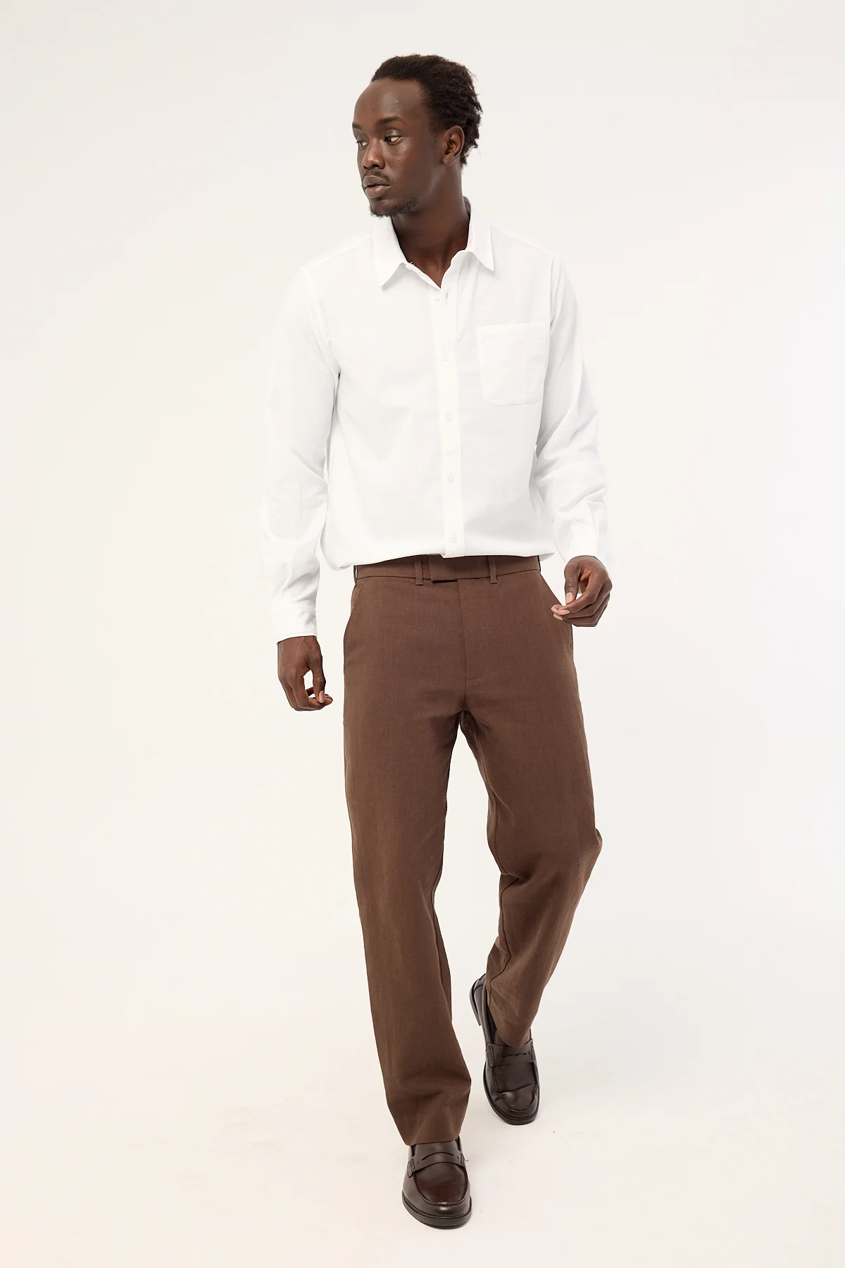 Common Need Oliver Classic Linen Tailored Trouser Brown - Image 9