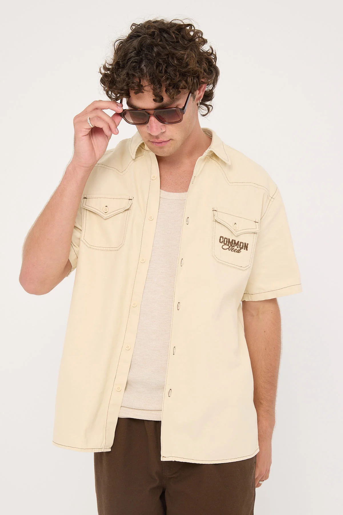 Common Need Outlaw Western Shirt Off White - Image 3