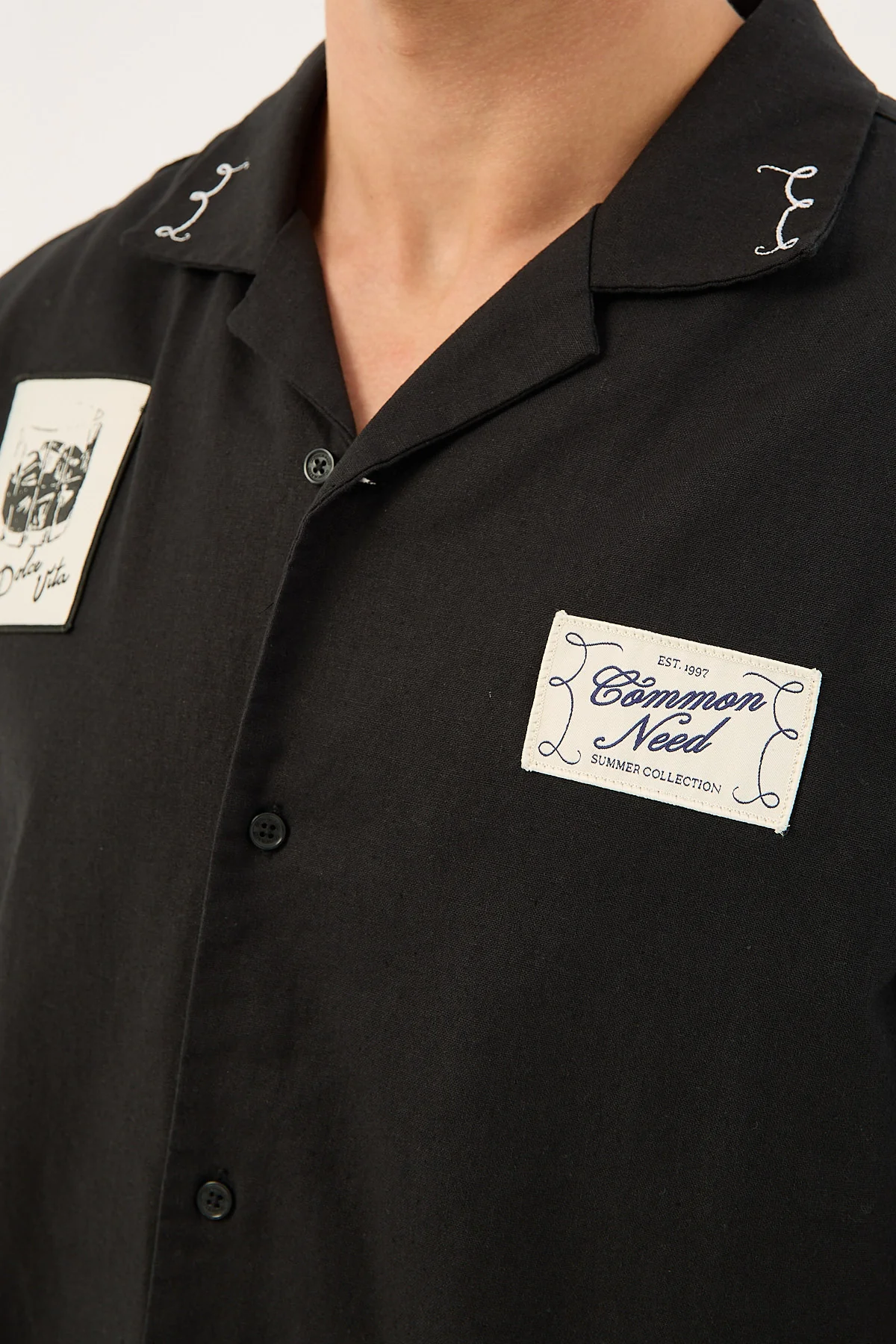 Common Need Postcards Resort Shirt Black - Image 6