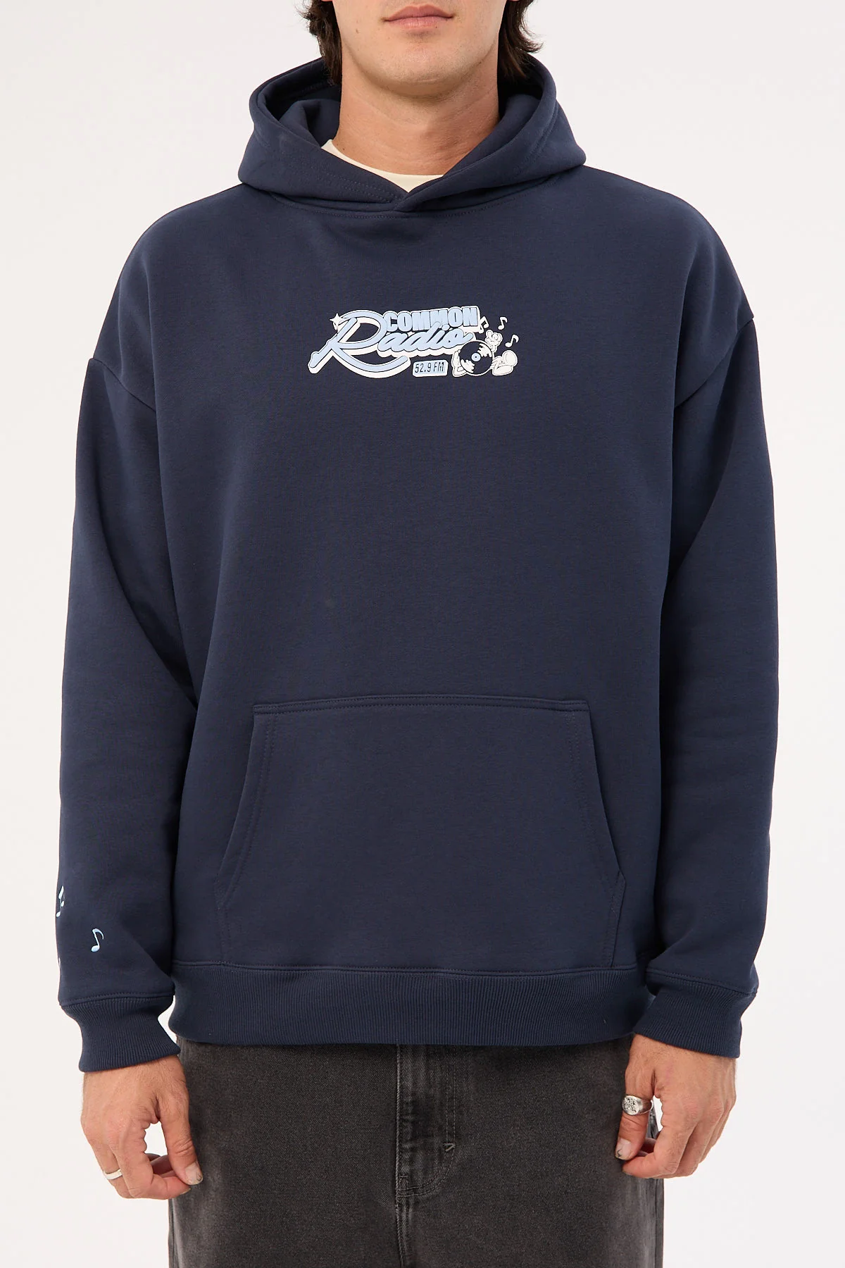 Common Need Radio Boxy Hoodie Navy - Image 7