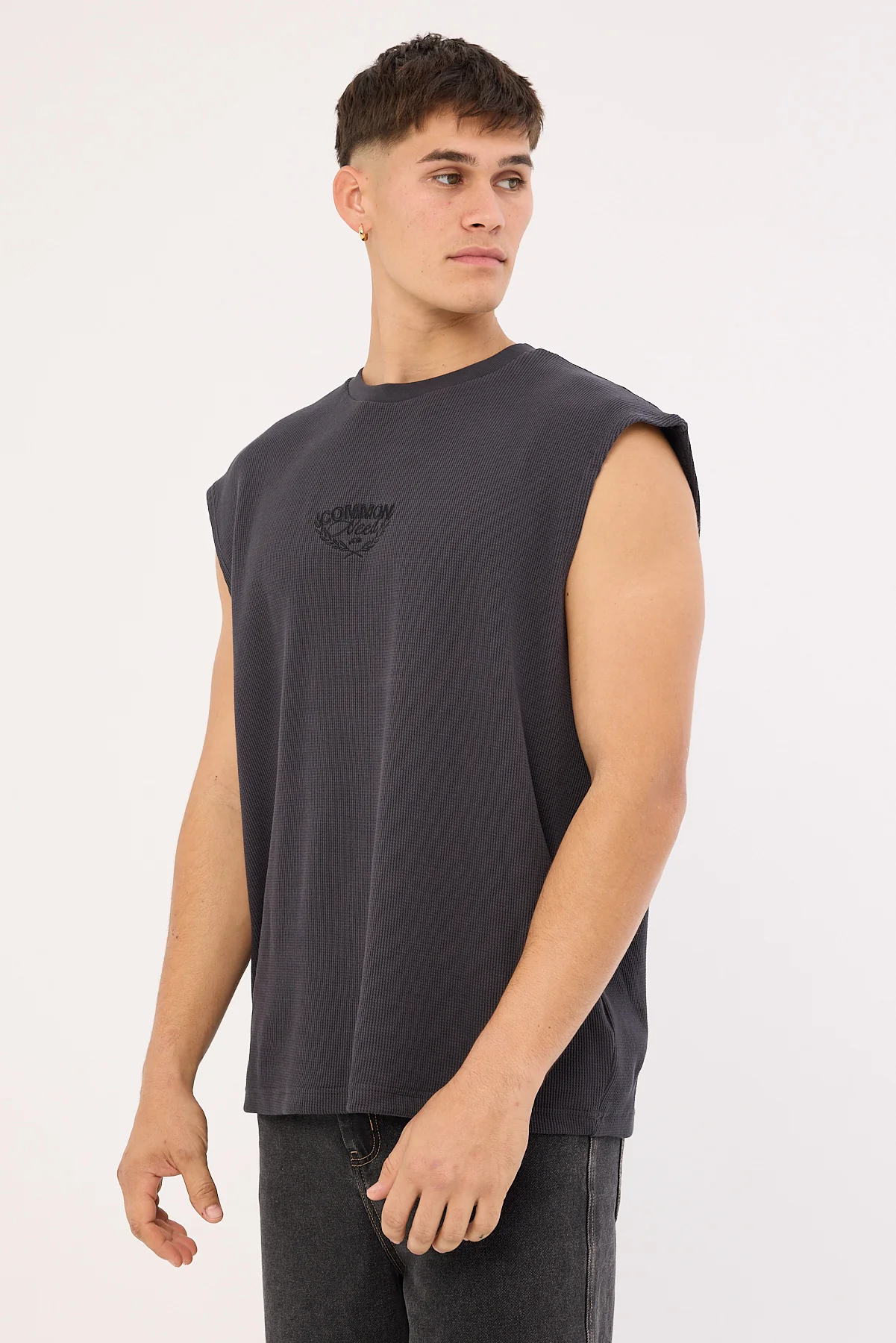 Common Need Refine Waffle Muscle Tank Asphalt - Image 5