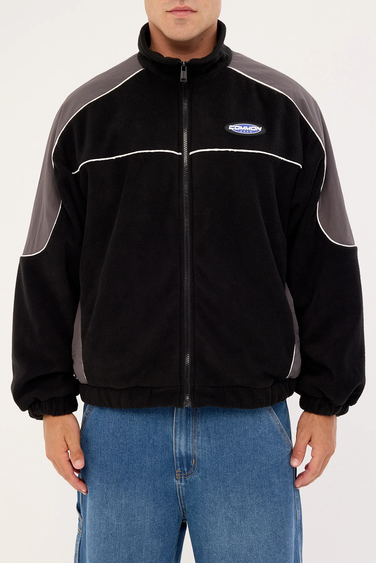Common Need Rule Polar Fleece Panel Jacket Off Black - Image 6