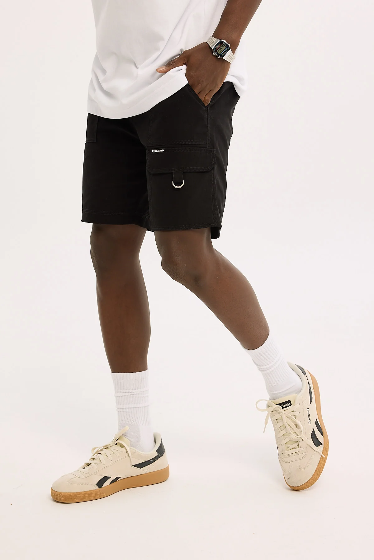 Common Need Sanctuary Elastic Waist Cargo Short Black - Image 4