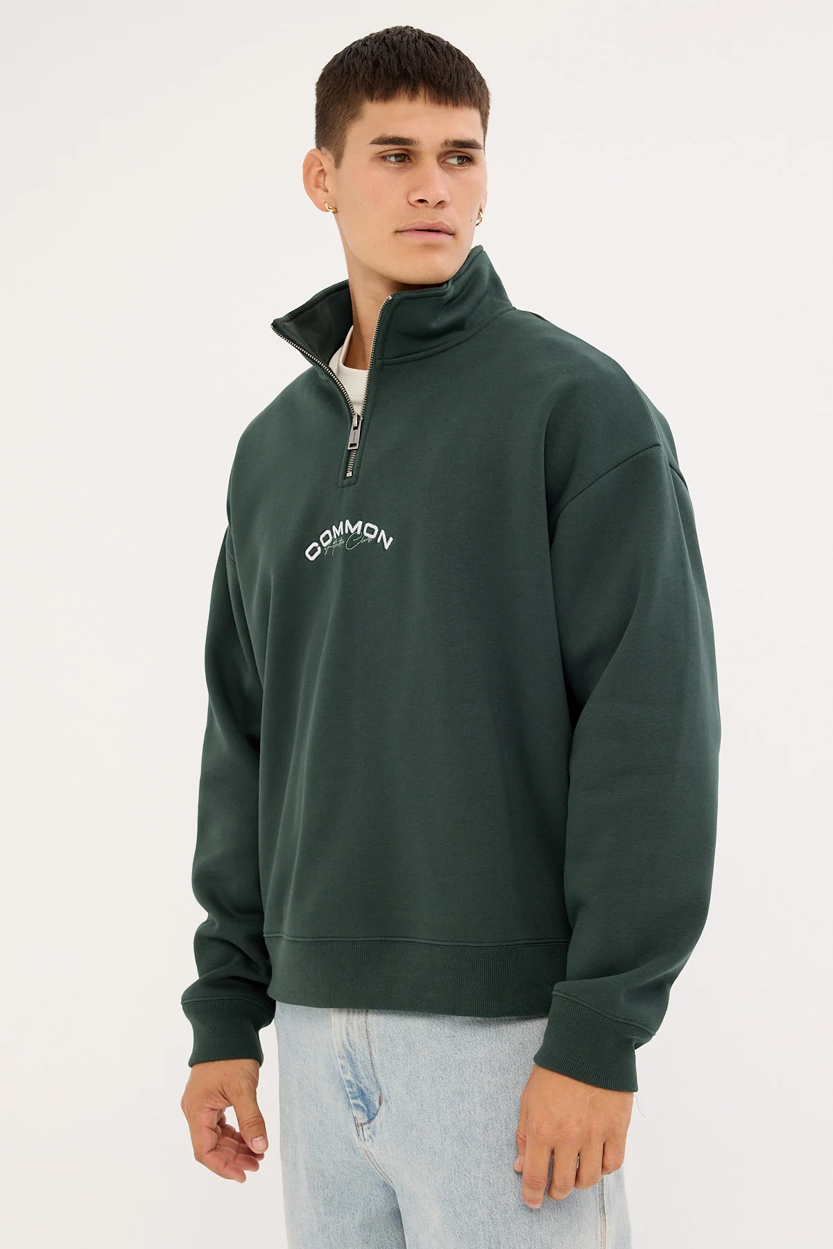 Common Need Stride Quarter Zip Sweater Dark Green - Image 4