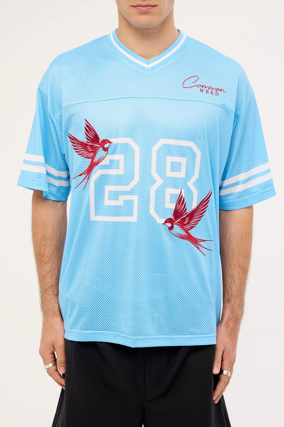 Common Need Swallows V-Neck Jersey Powder Blue - Image 7