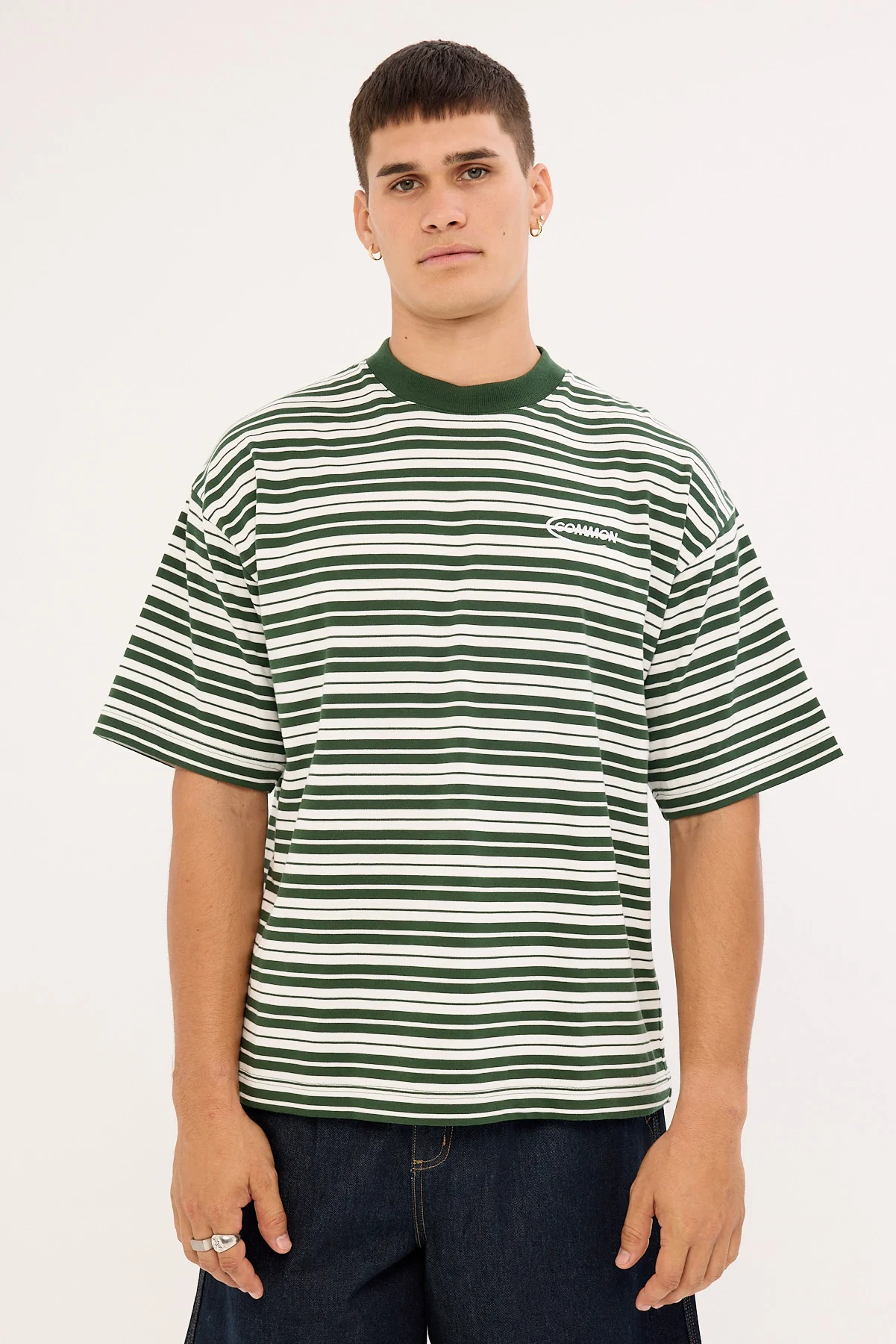 Common Need Ultrix Heavyweight Easy Tee Dark Green Stripe - Image 2