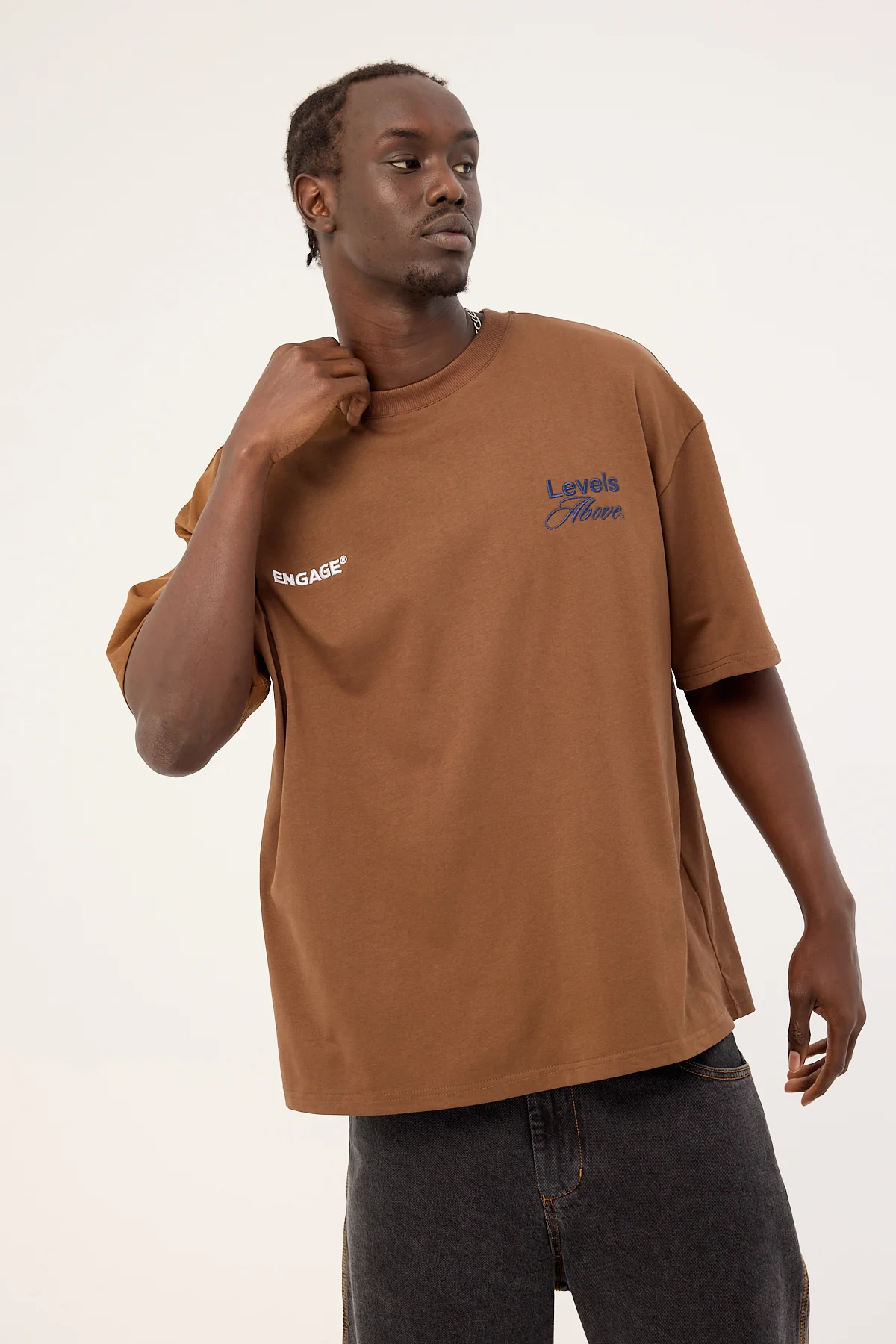 Engage Levels Above Oversized Tee Brown - Image 4