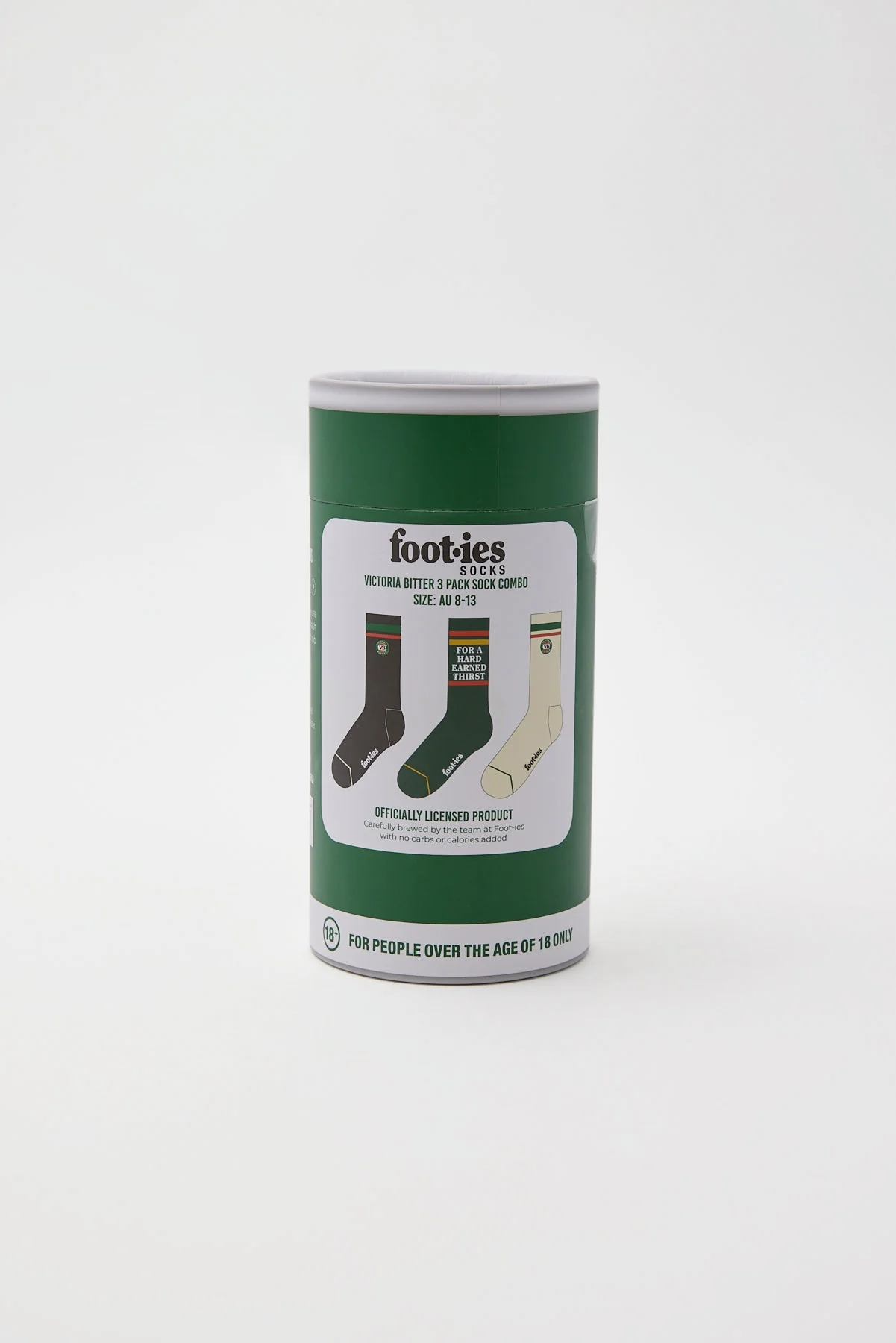 Footies VB Sneaker Socks 3 Pack Gift Can Black/Green/Cream - Image 3