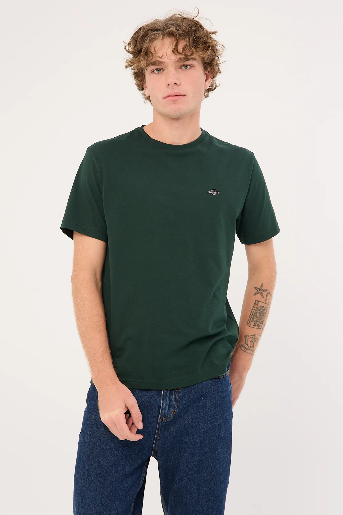 Gant Reg Shield SS T-Shirt Tartan Green - Image 2