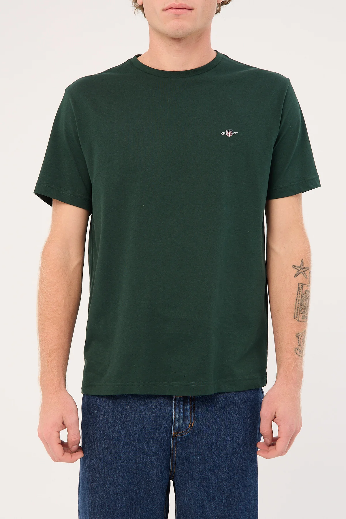 Gant Reg Shield SS T-Shirt Tartan Green - Image 7