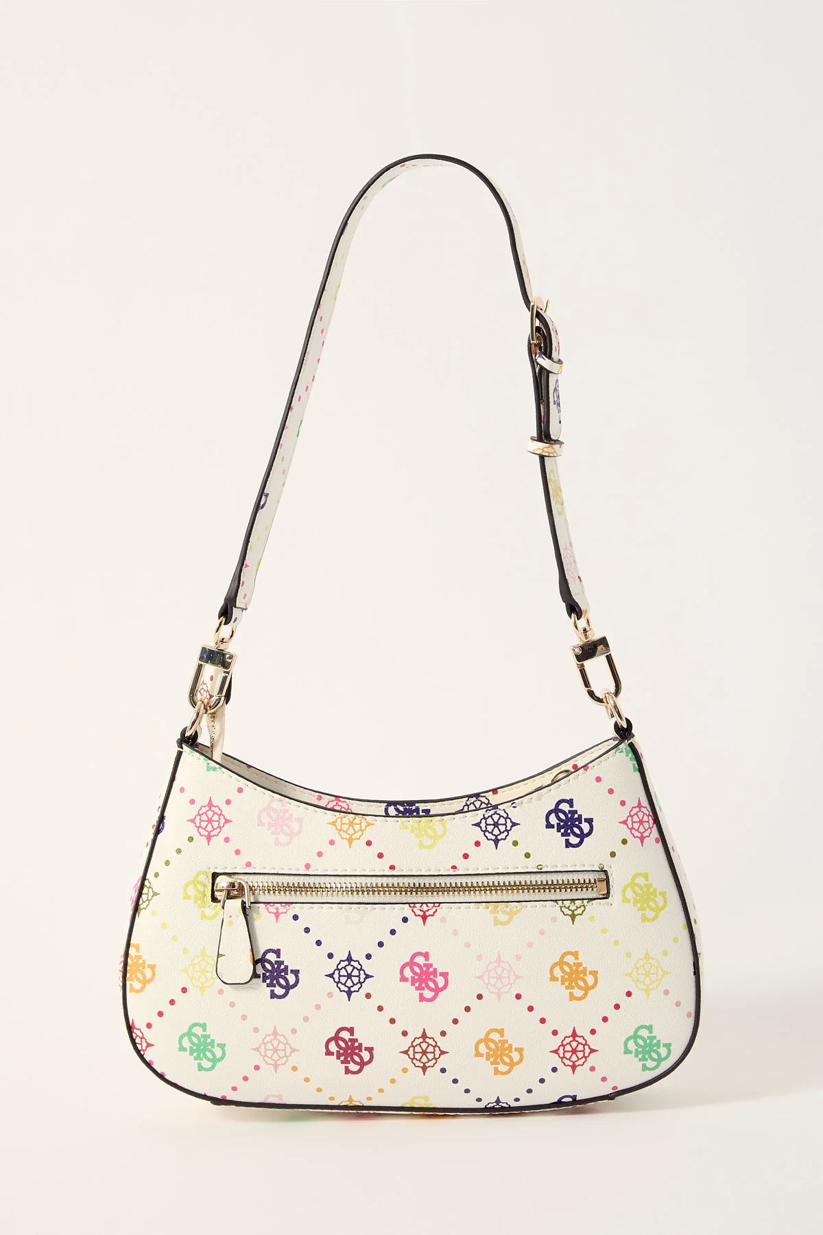 Guess Emelie Logo Top Zip Shoulder Bag Multi Logo - Image 4