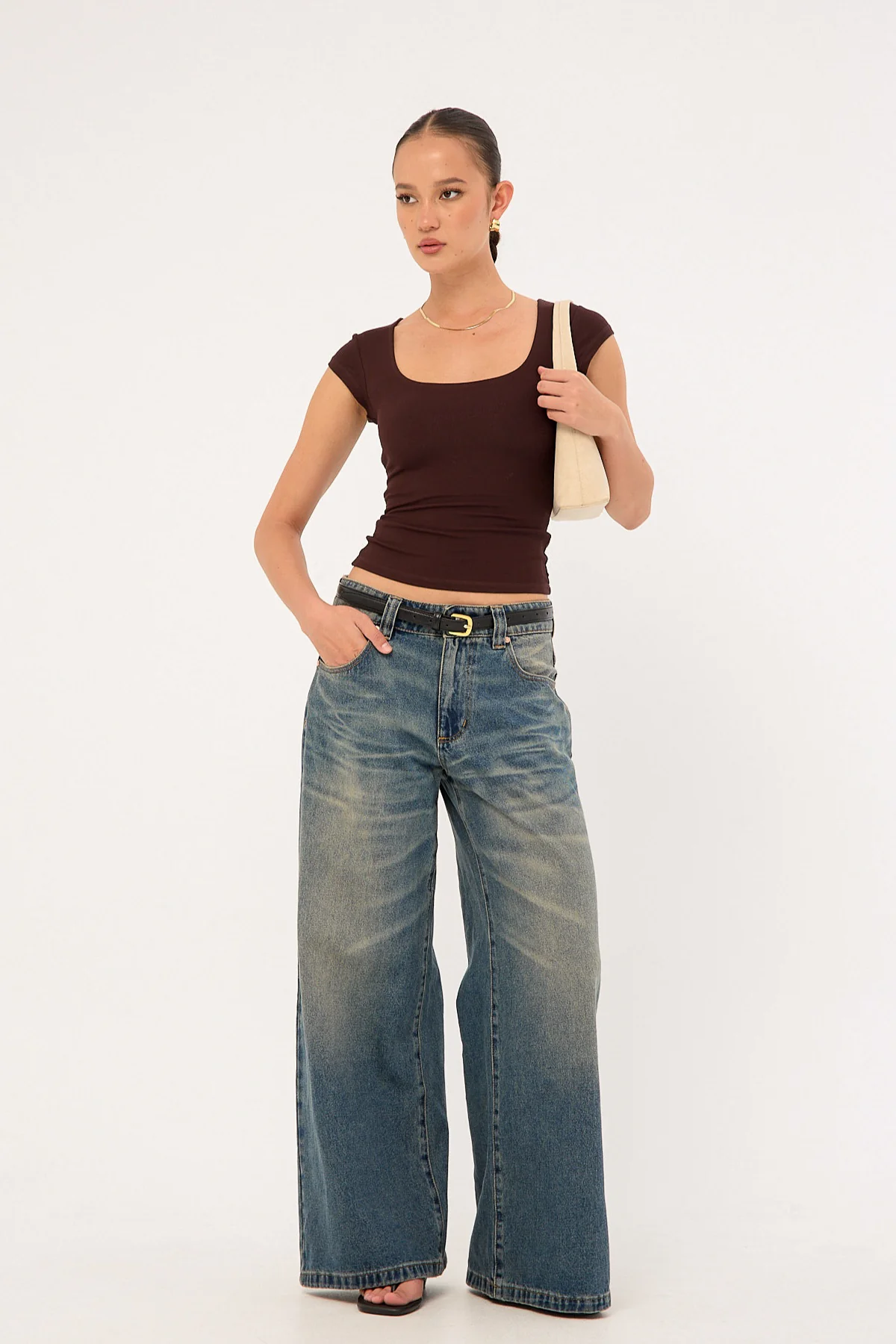 L&t Cap Sleeve Scoop T-Shirt Brown - Image 2