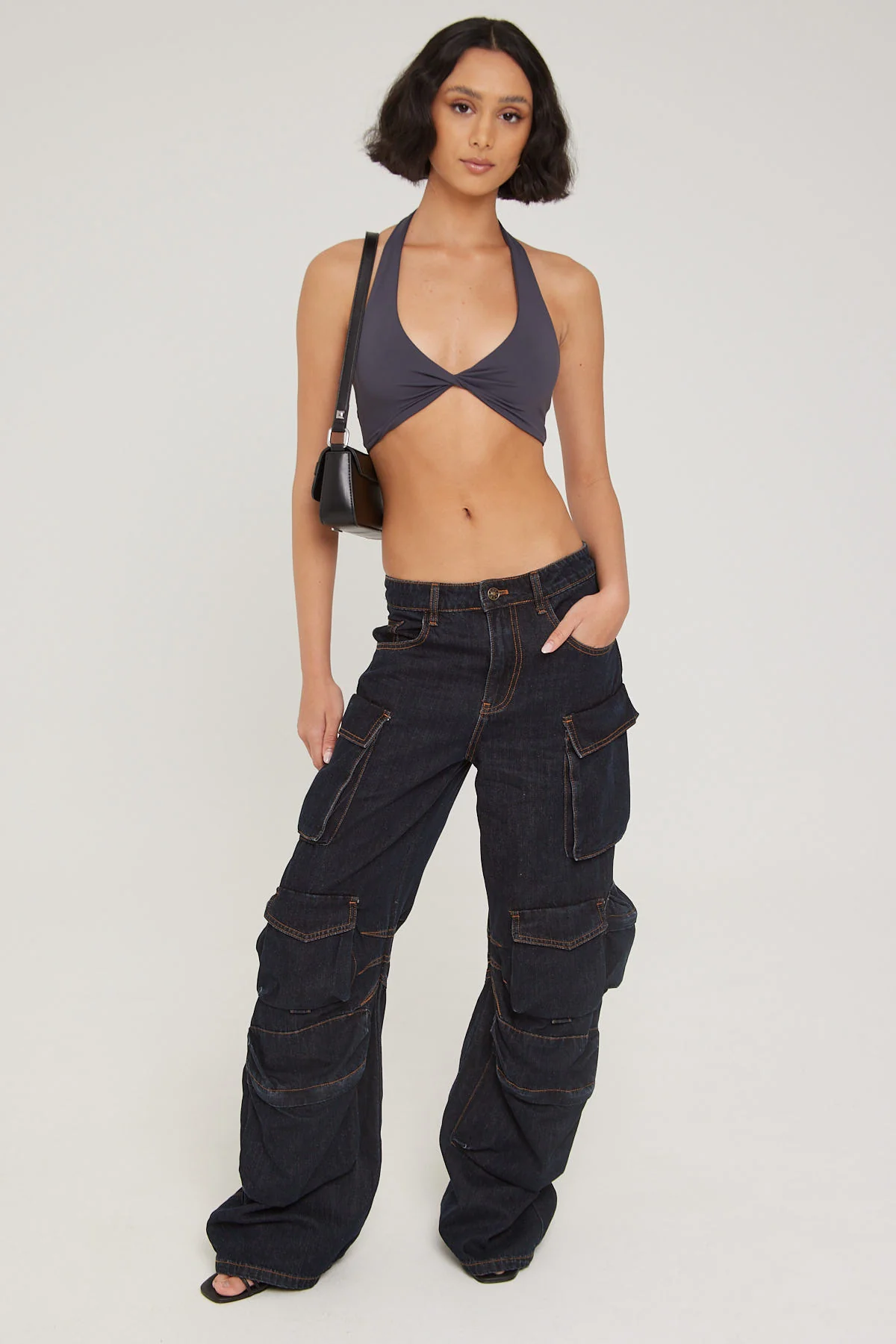 L&t Halter Twist Bralette Charcoal - Image 2