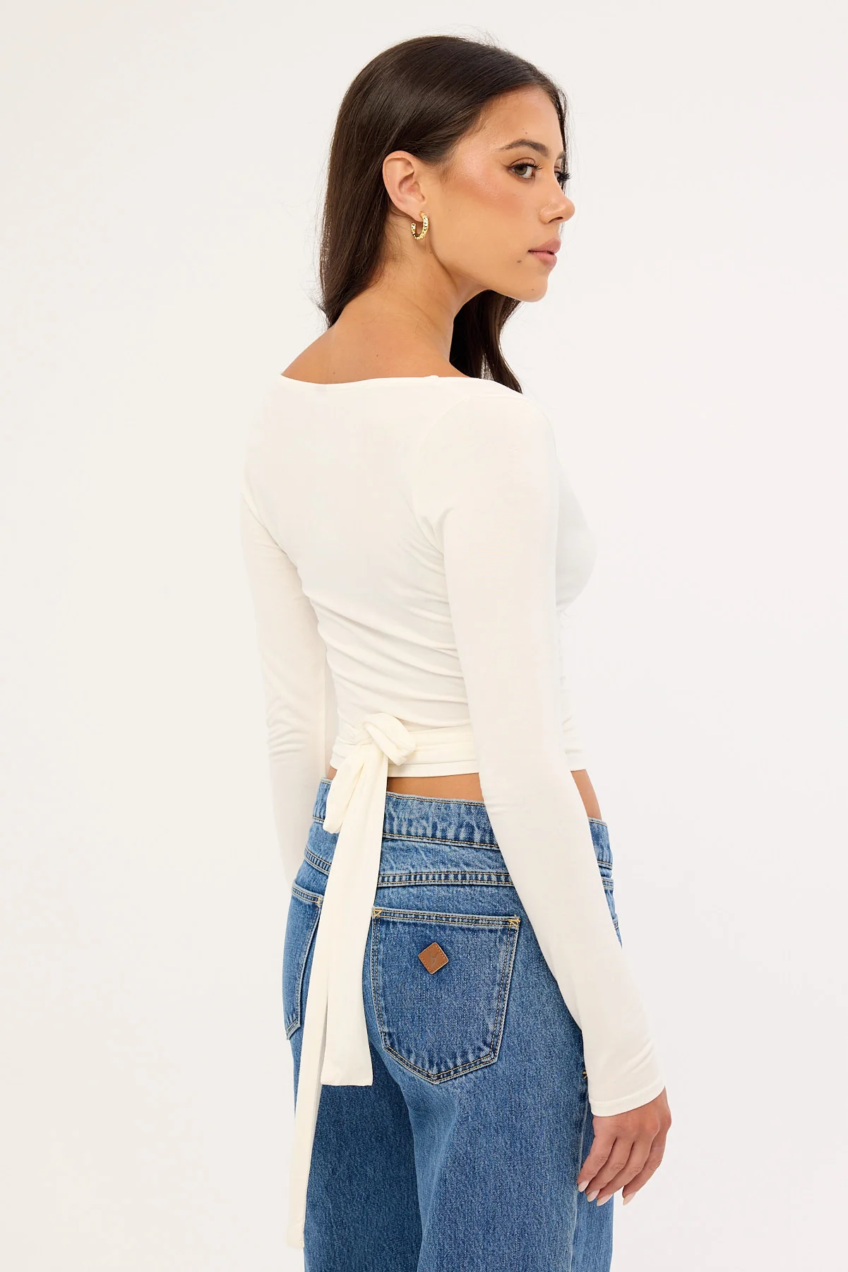 L&t Lila Wrap Long Sleeve Top White - Image 8