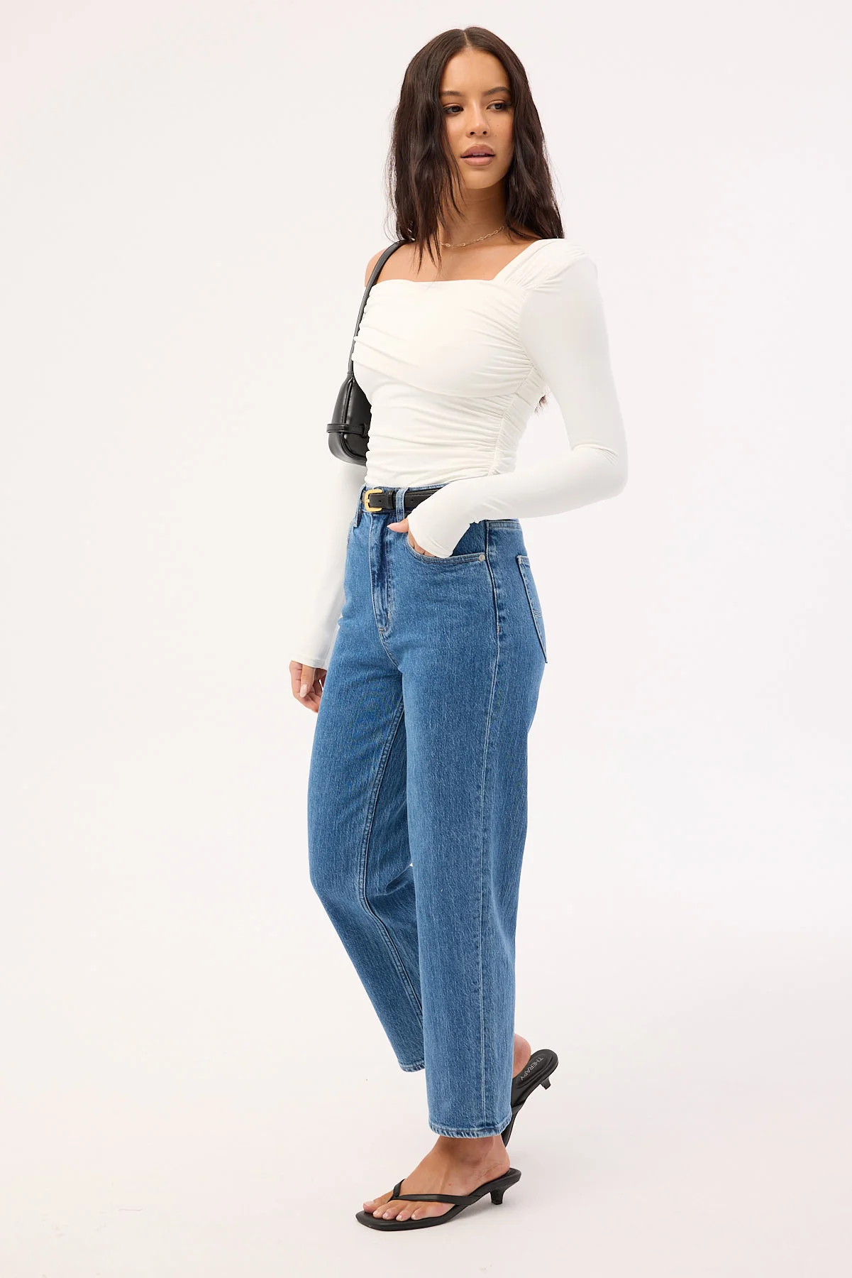 Lee High Straight Crop Jean Cobalt Blue - Image 5