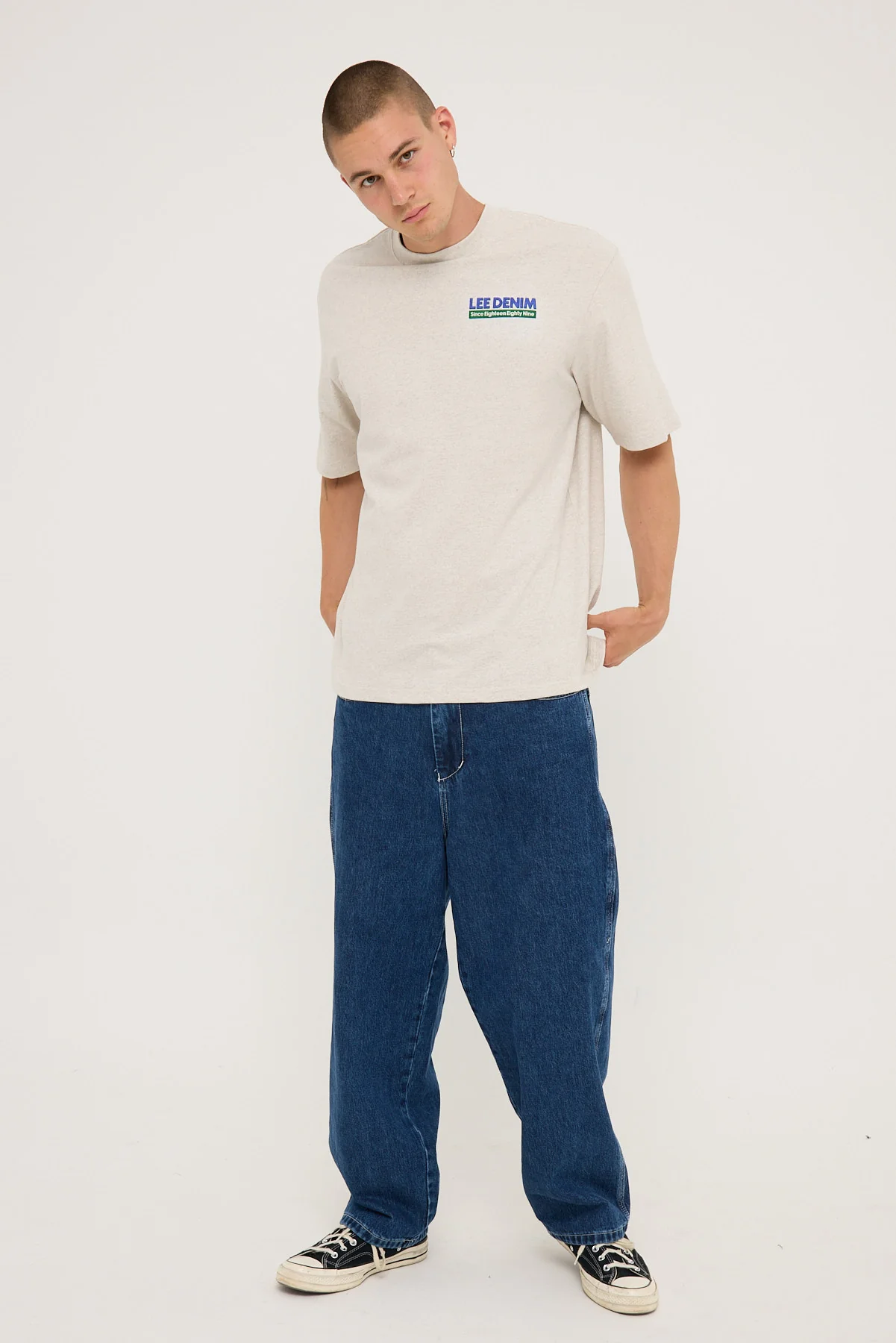 Lee Trade Baggy Tee Grey Marle - Image 2