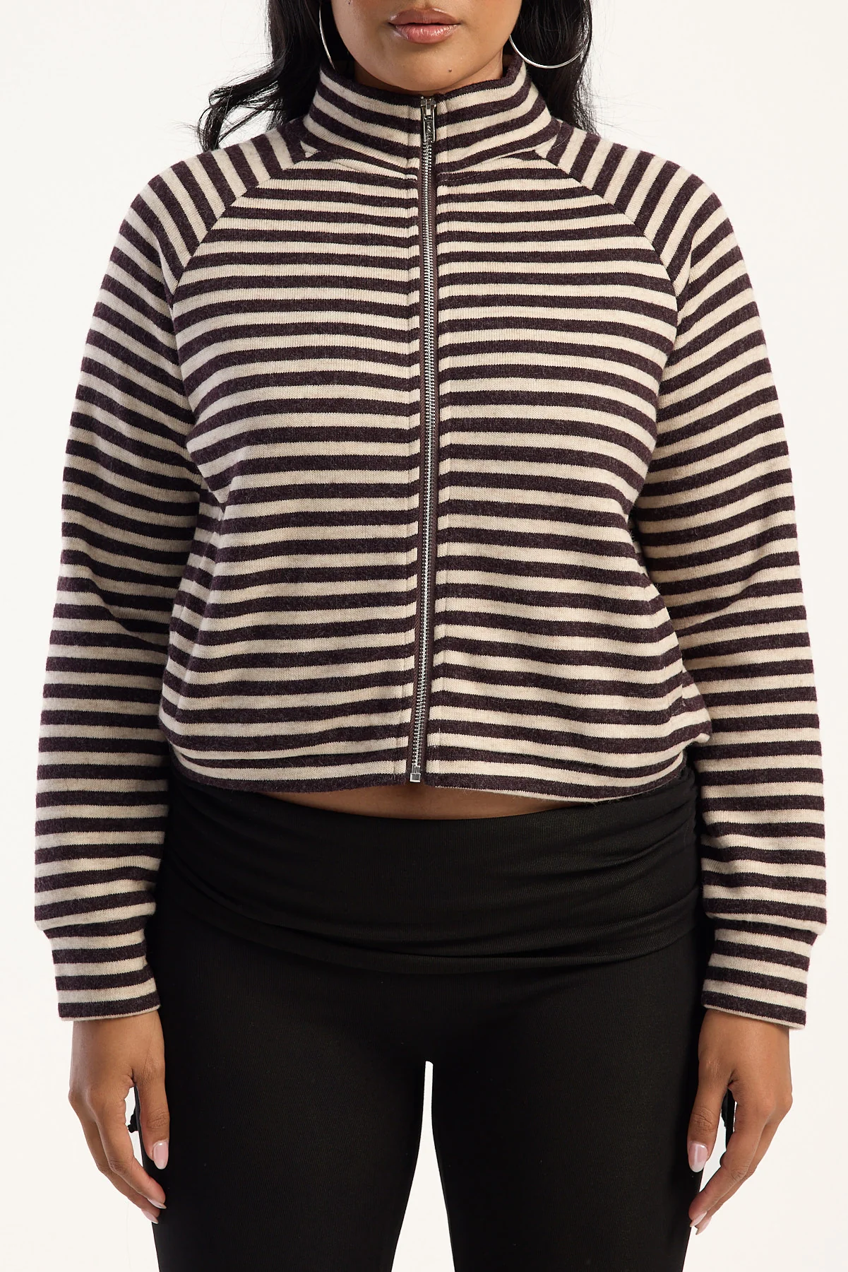 Lioness Bloom Knit Jacket Beige/Chocolate Stripe - Image 6