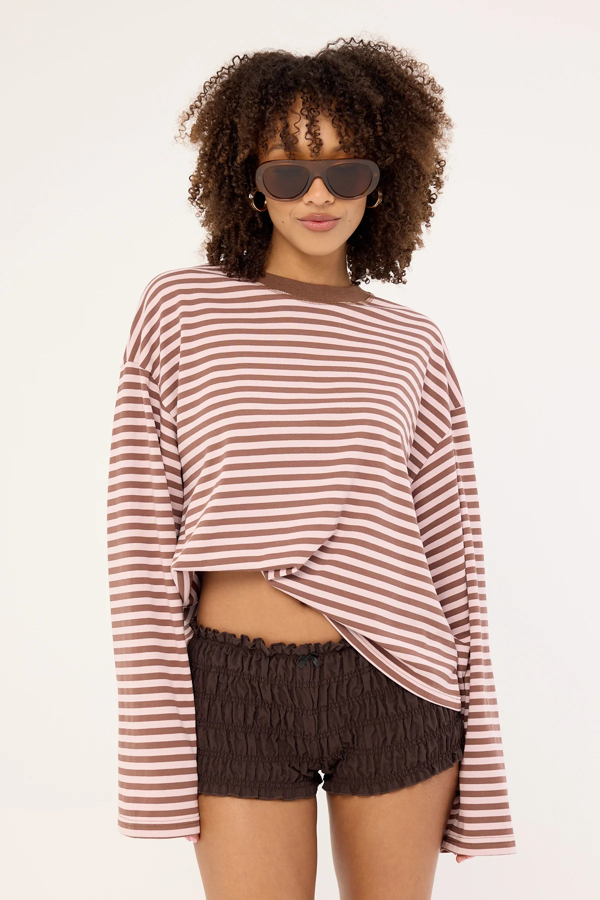 Lioness Bloom Long Sleeve Chocolate Blush Stripe - Image 2