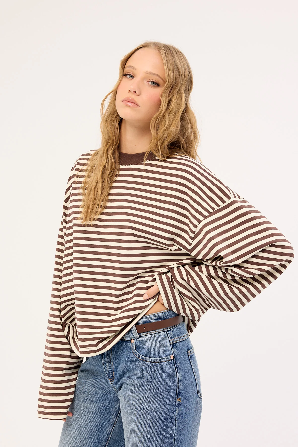 Lioness Bloom Long Sleeve Dark Chocolate Stripe - Image 10