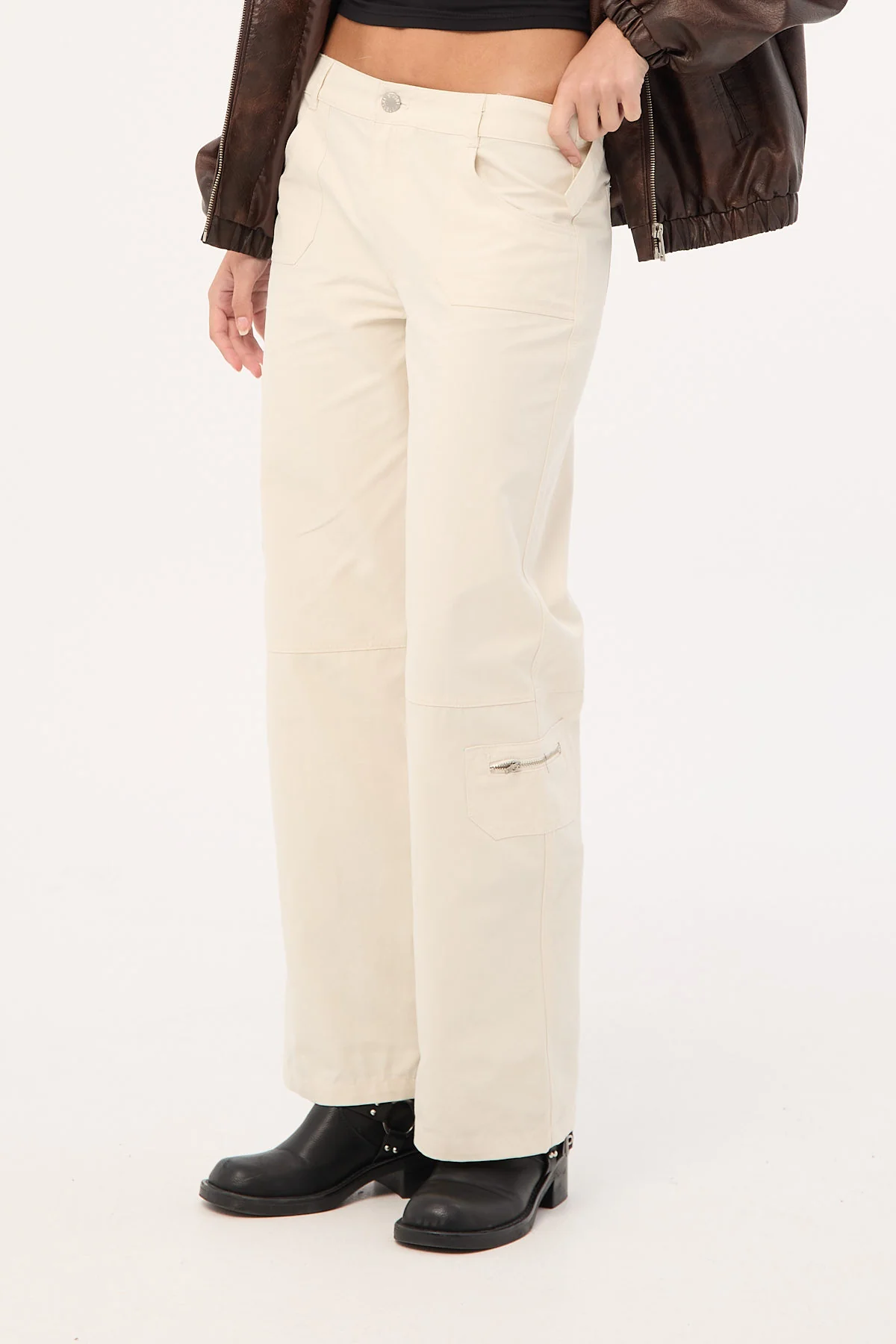 Luck & Trouble Aesha Low Rise Cargo Pant Stone - Image 3