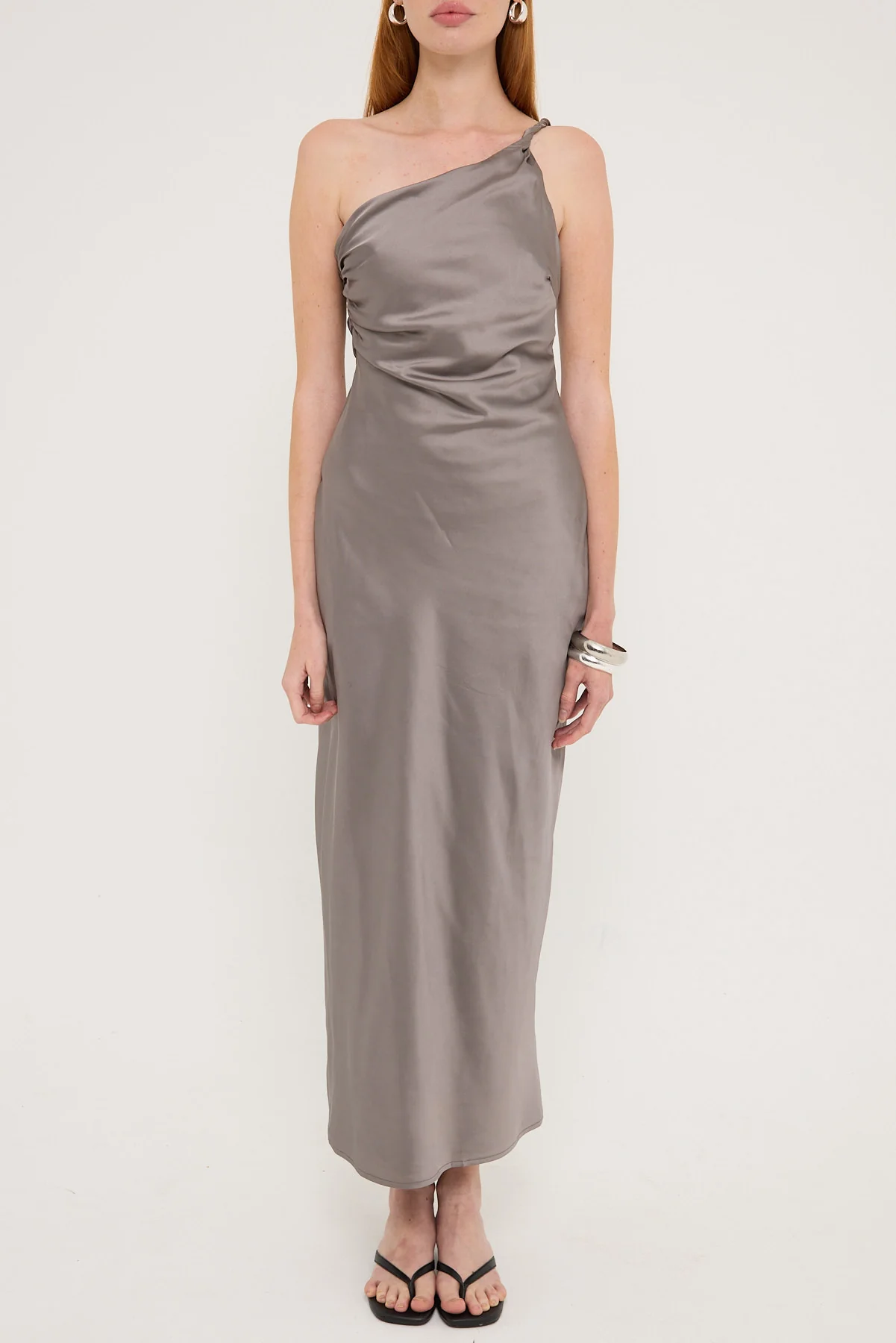 Luck & Trouble Amara Twist Shoulder Maxi Dress Charcoal - Image 8