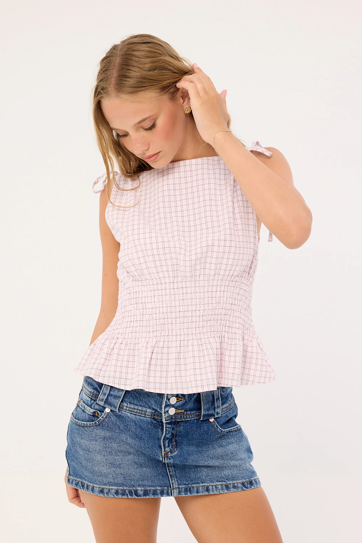 Luck & Trouble Andie Ruched Tie Top Pink - Image 2