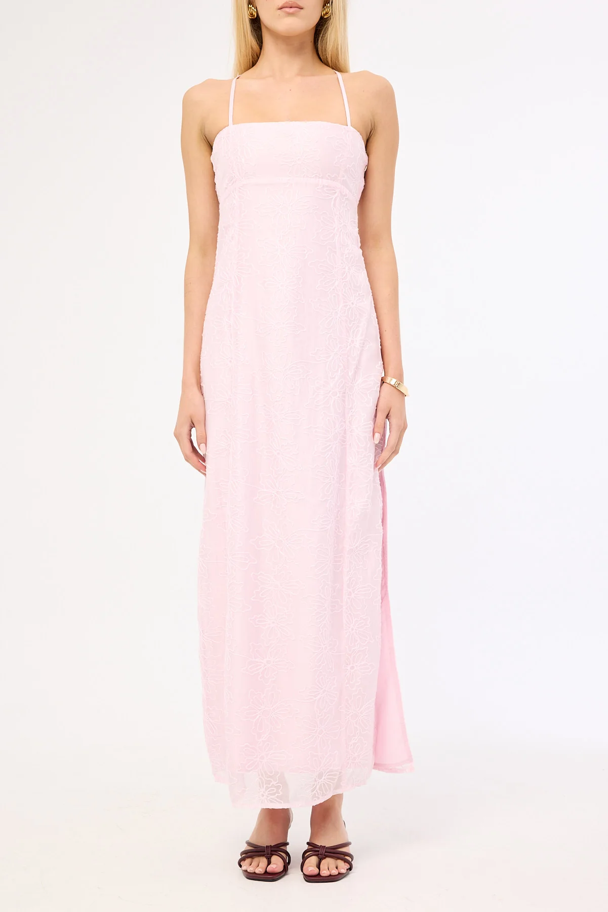 Luck & Trouble Belle Lace Up Back Maxi Dress Pink - Image 7