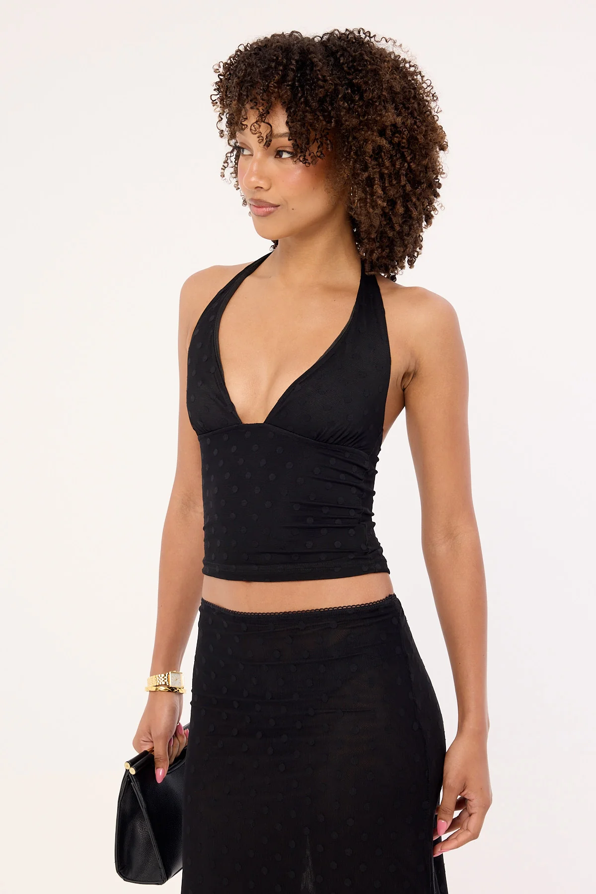 Luck & Trouble Bowie Polka Halter Top Black - Image 7