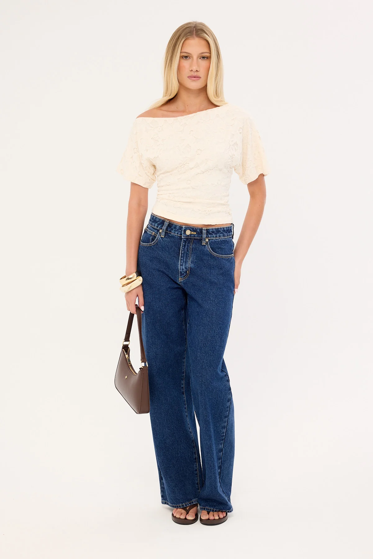 Luck & Trouble Bruni Off Shoulder Lace Top Cream - Image 2